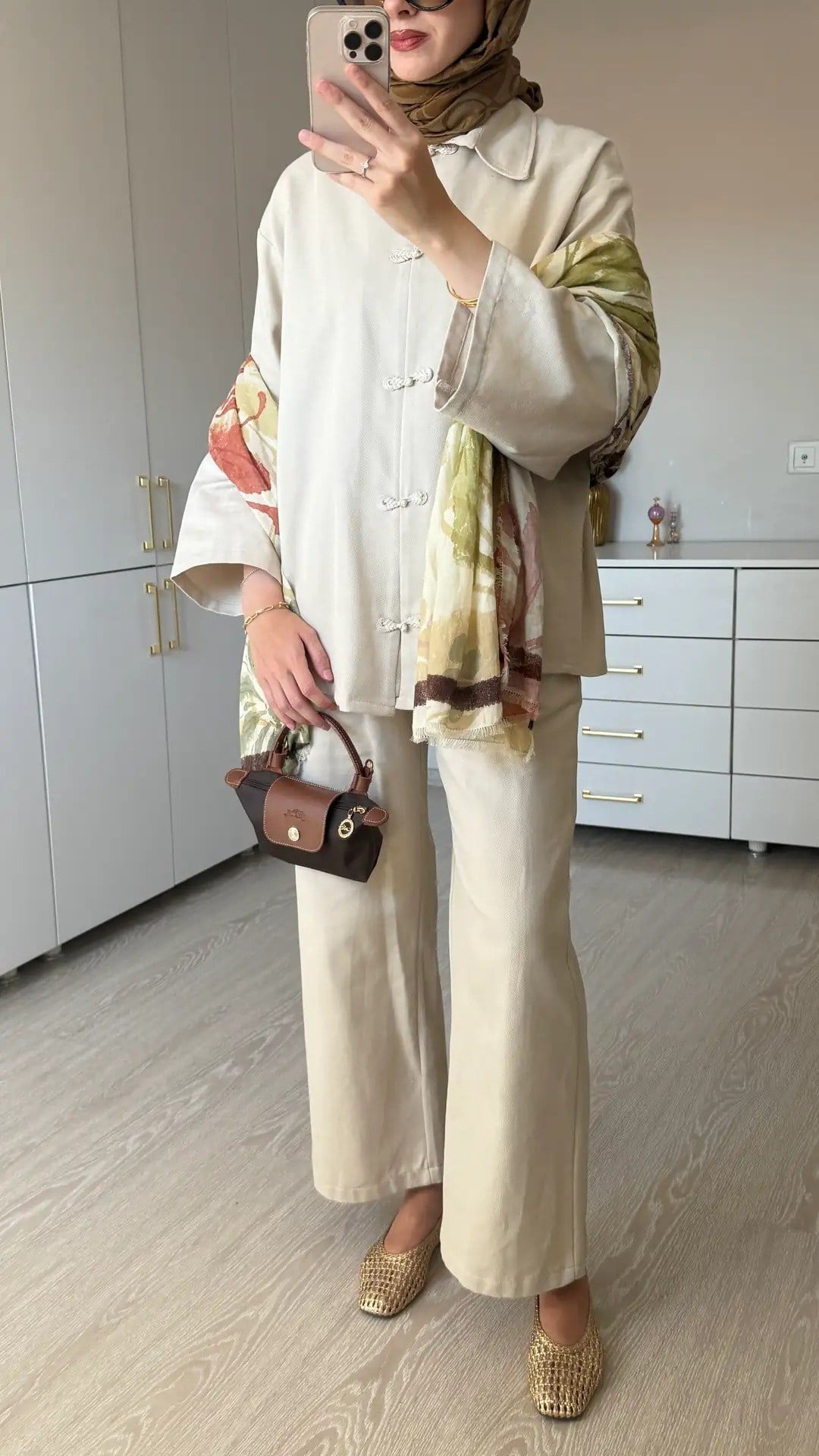 Kadın Premium Düğüm Düğme Detay Gabardin Pantolon Takım M62812 - Bej