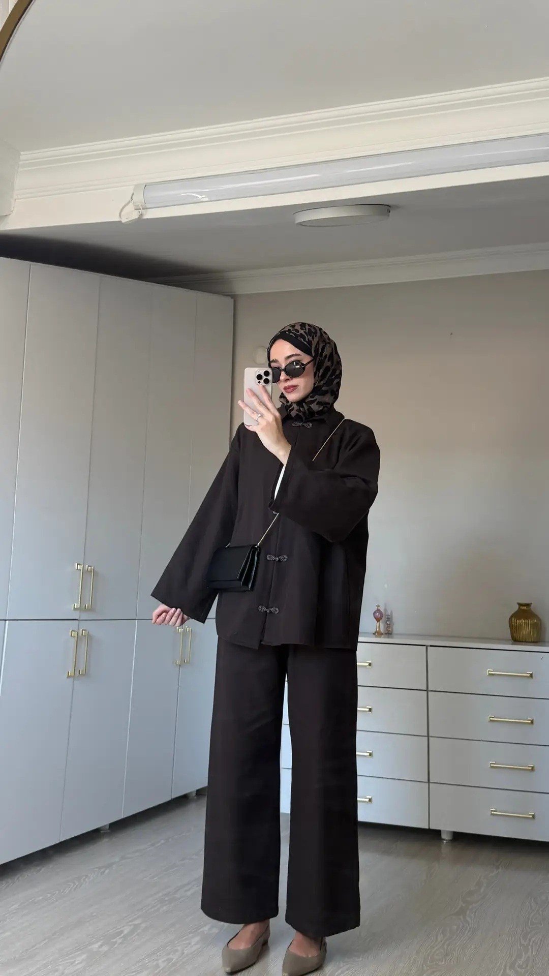Kadın Premium Düğüm Düğme Detay Pantolon Takım M62812 - Kahverengi