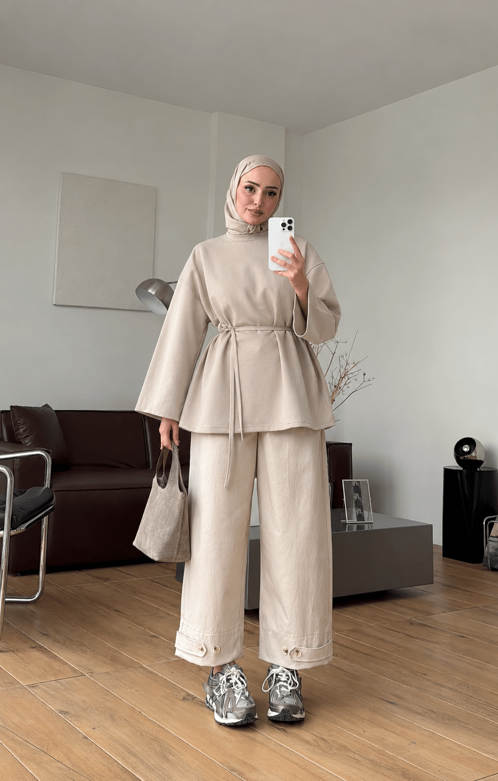 Kadın Seyyar Bağlamalı Oy-sho Kumaş Tunik M62410 - Bej