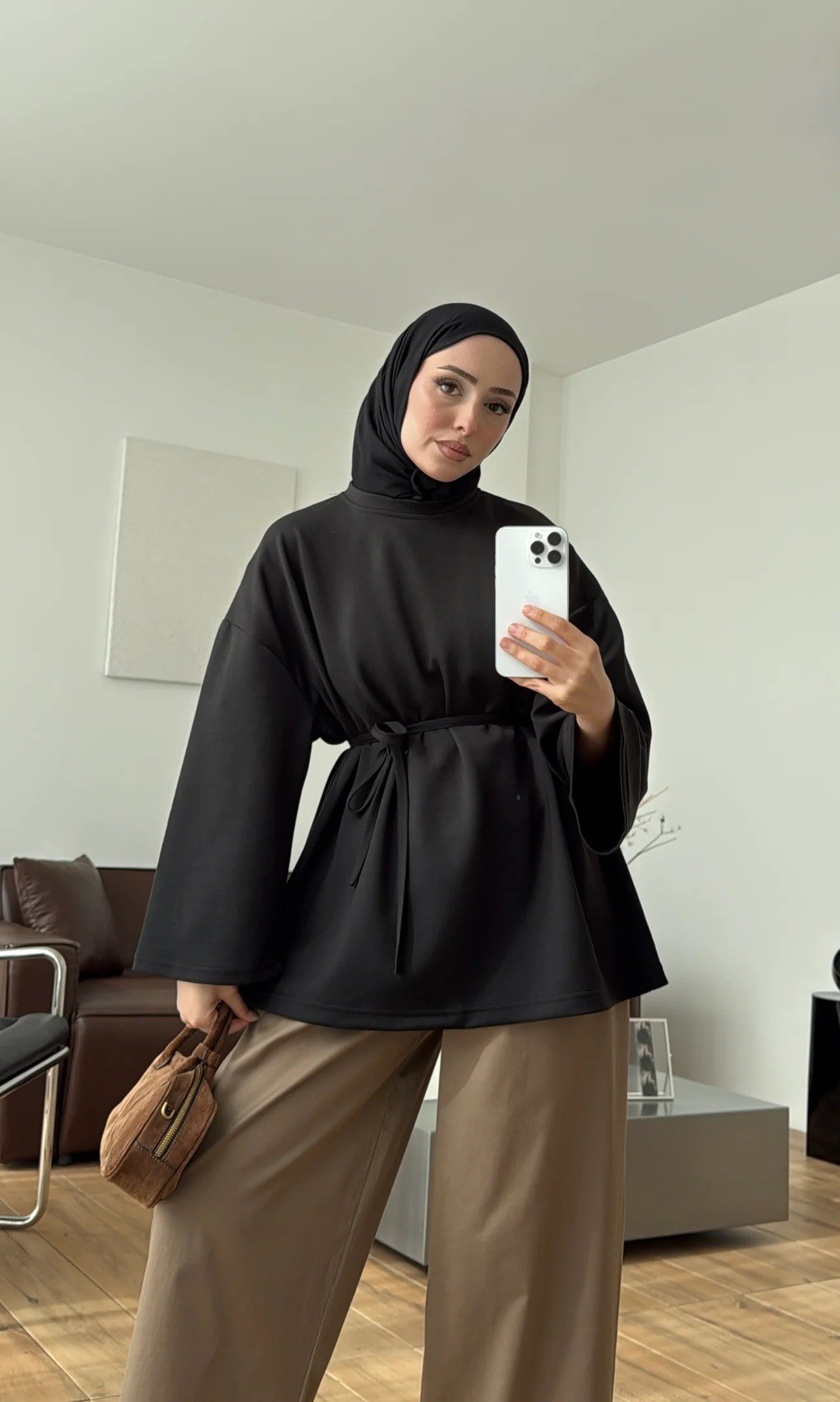 Kadın Seyyar Bağlamalı Oy-sho Kumaş Tunik M62410 - Siyah