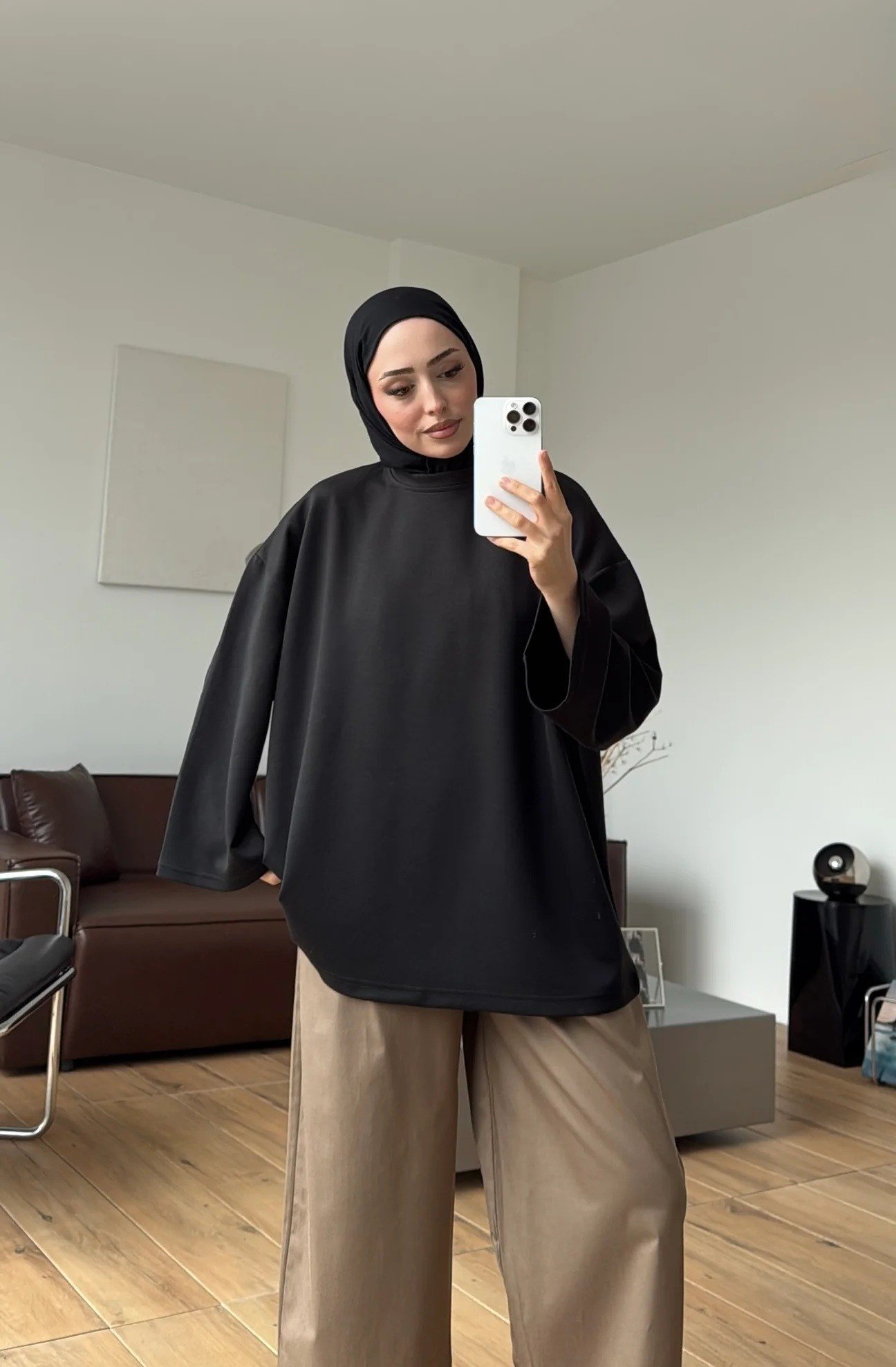 Kadın Seyyar Bağlamalı Oy-sho Kumaş Tunik M62410 - Siyah