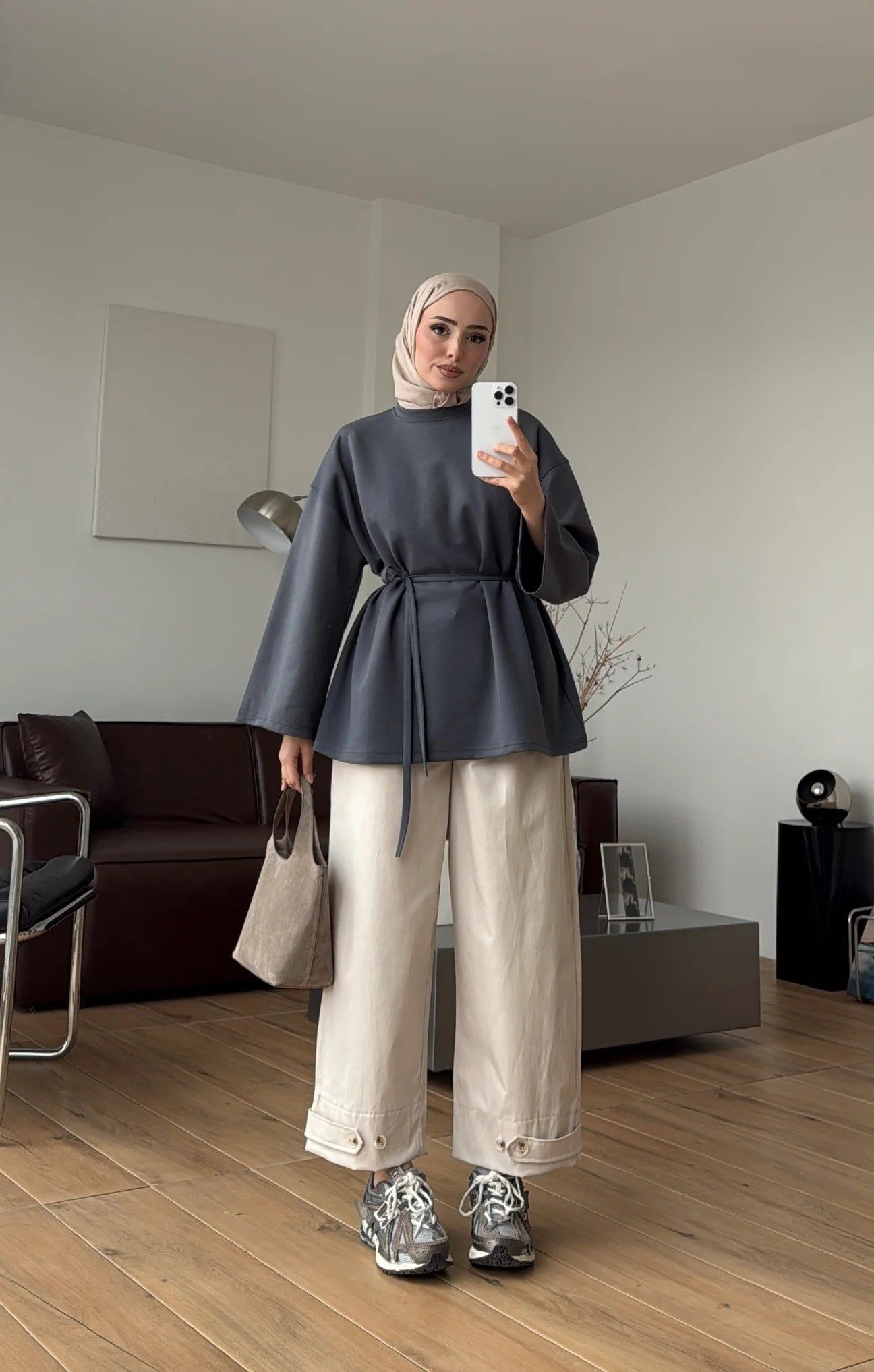 Kadın Seyyar Bağlamalı Oy-sho Kumaş Tunik M62410 - Füme