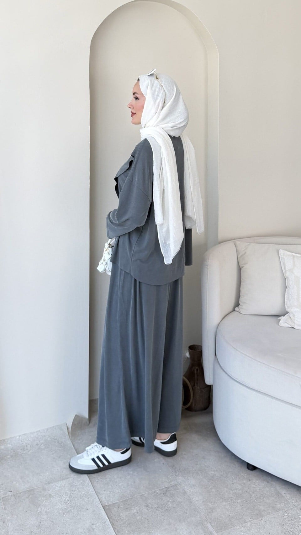 Kadın Simetrik Pantolonlu Takım M2633 - Füme