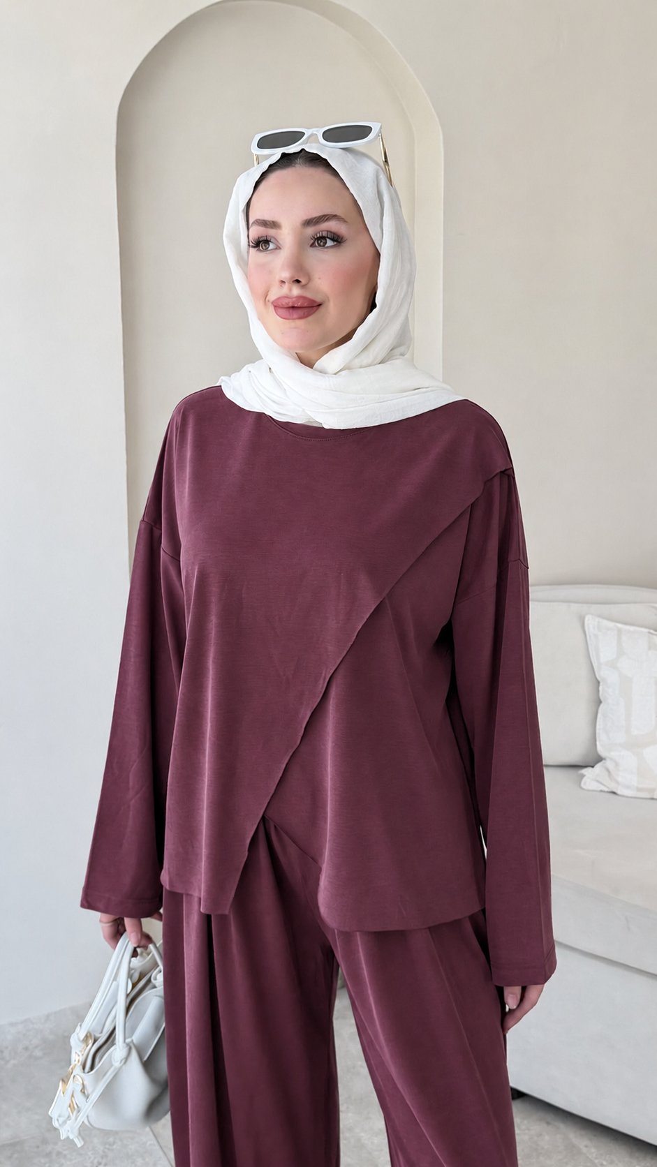 Kadın Simetrik Pantolonlu Takım M2633 - Mürdüm