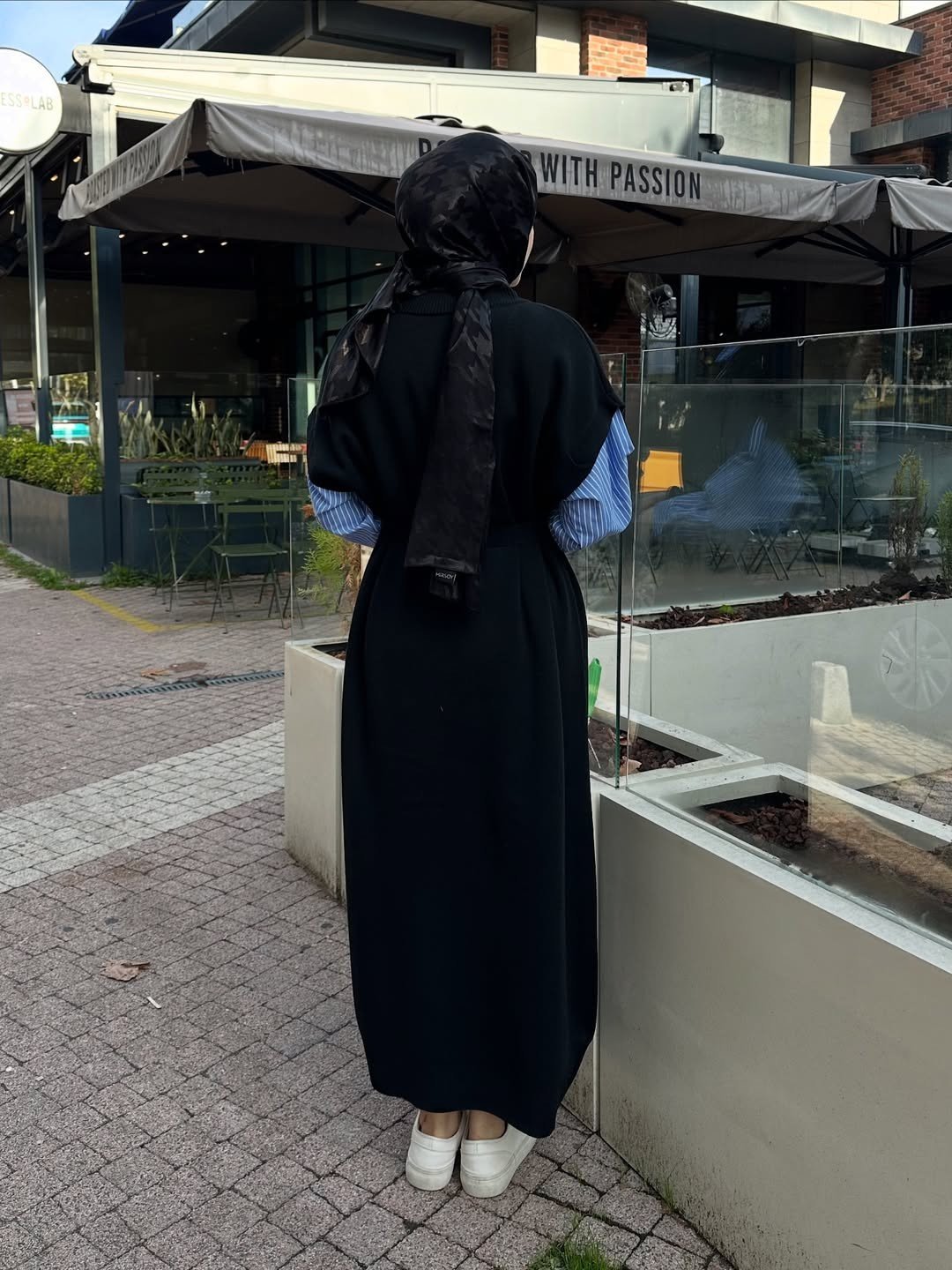 Poplin Detaylı Triko Elbise - Siyah