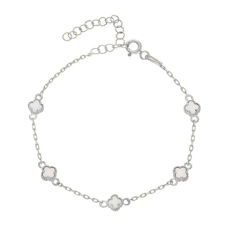 Beyaz Yonca Bileklik 718539 Silver