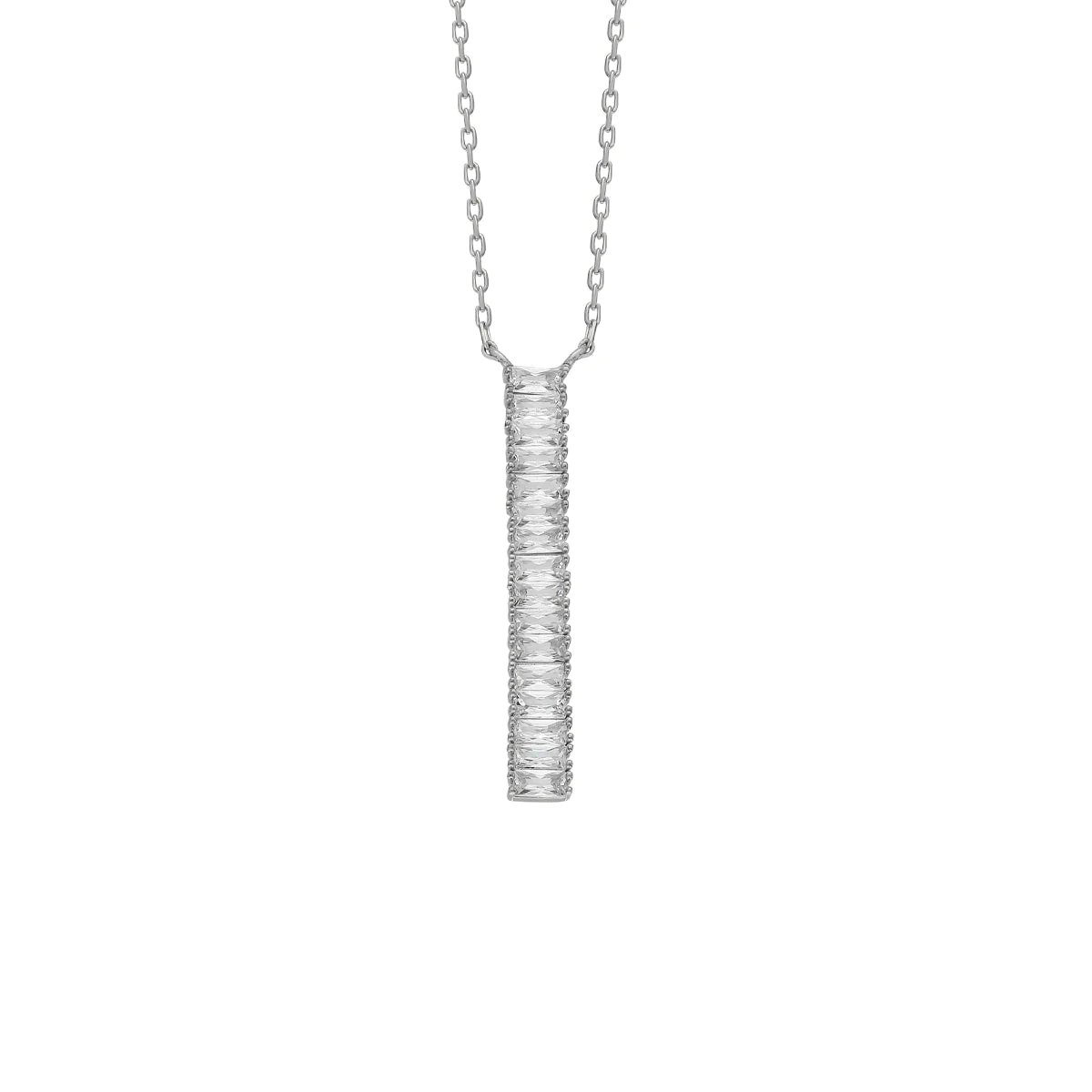 Dikey Taşlı Kolye 718924 Silver