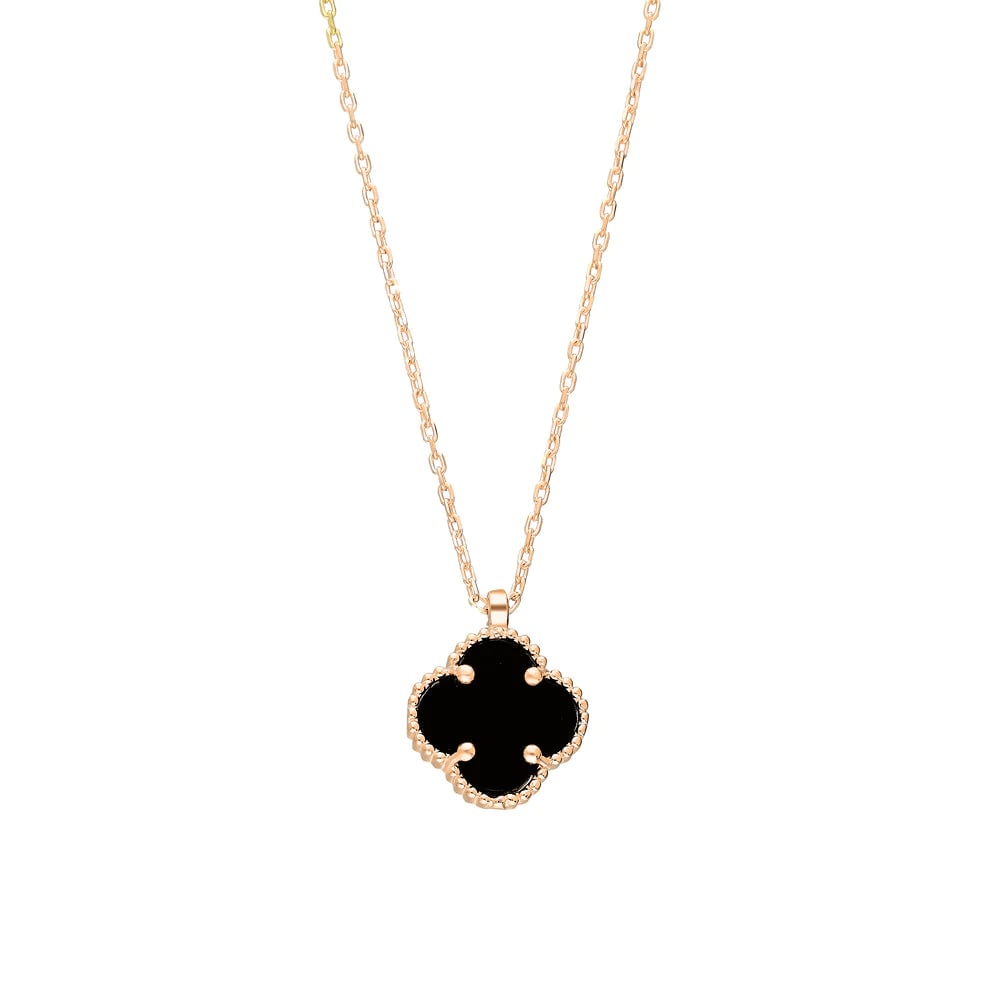 Siyah Yonca Kolye 718942 Silver
