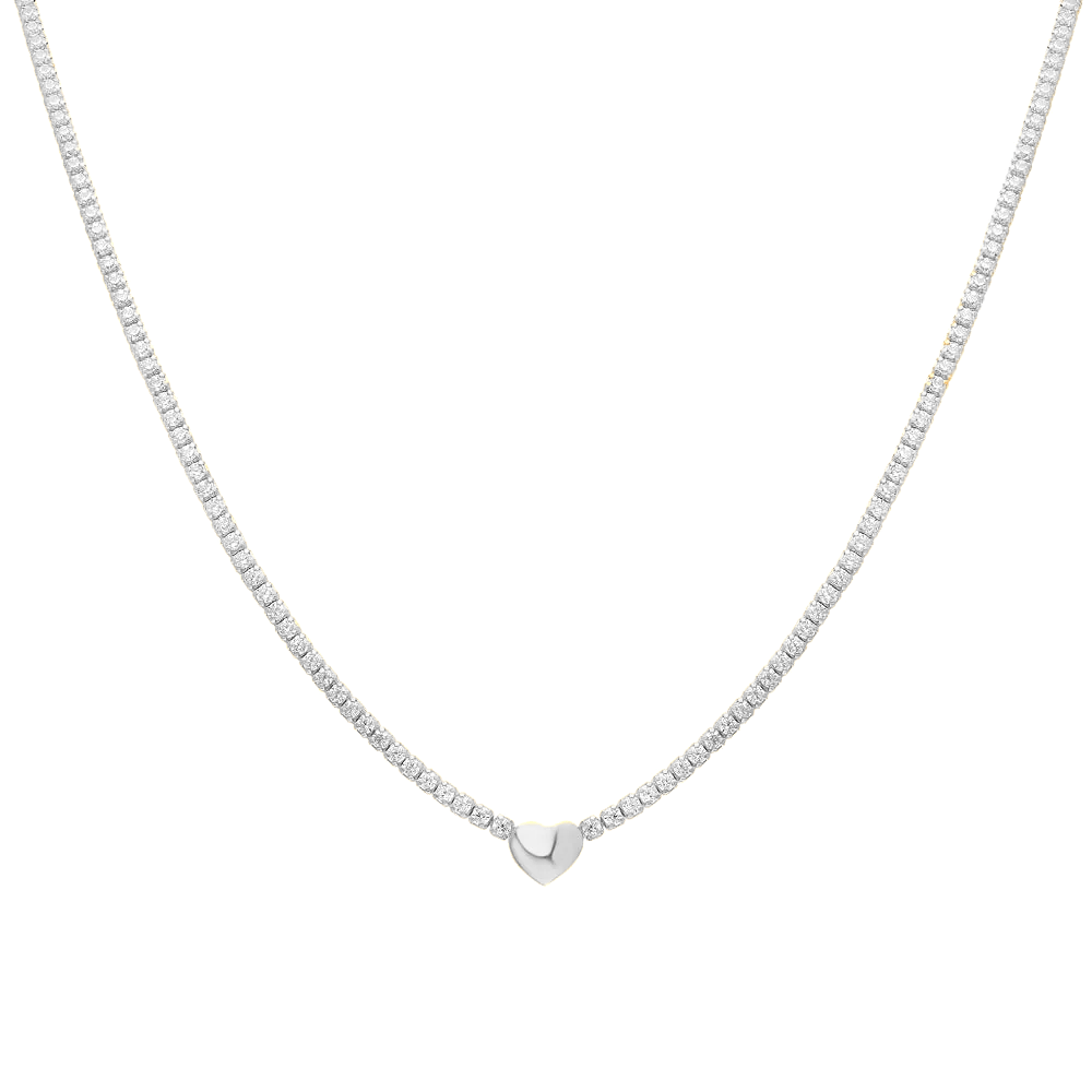 Taşlı Kalp Kolye 718917 Silver