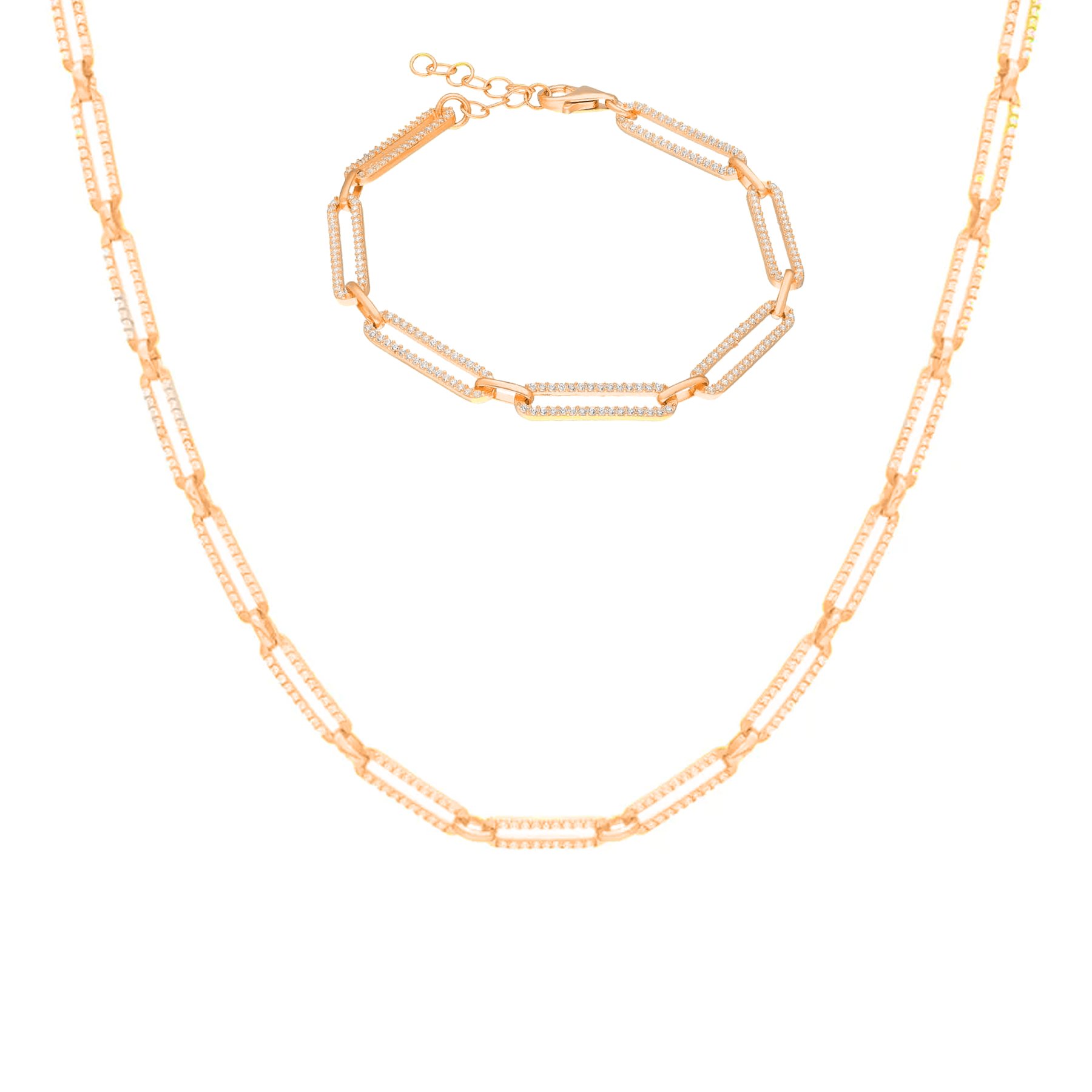 Taşlı Zincir Set 718303 Silver