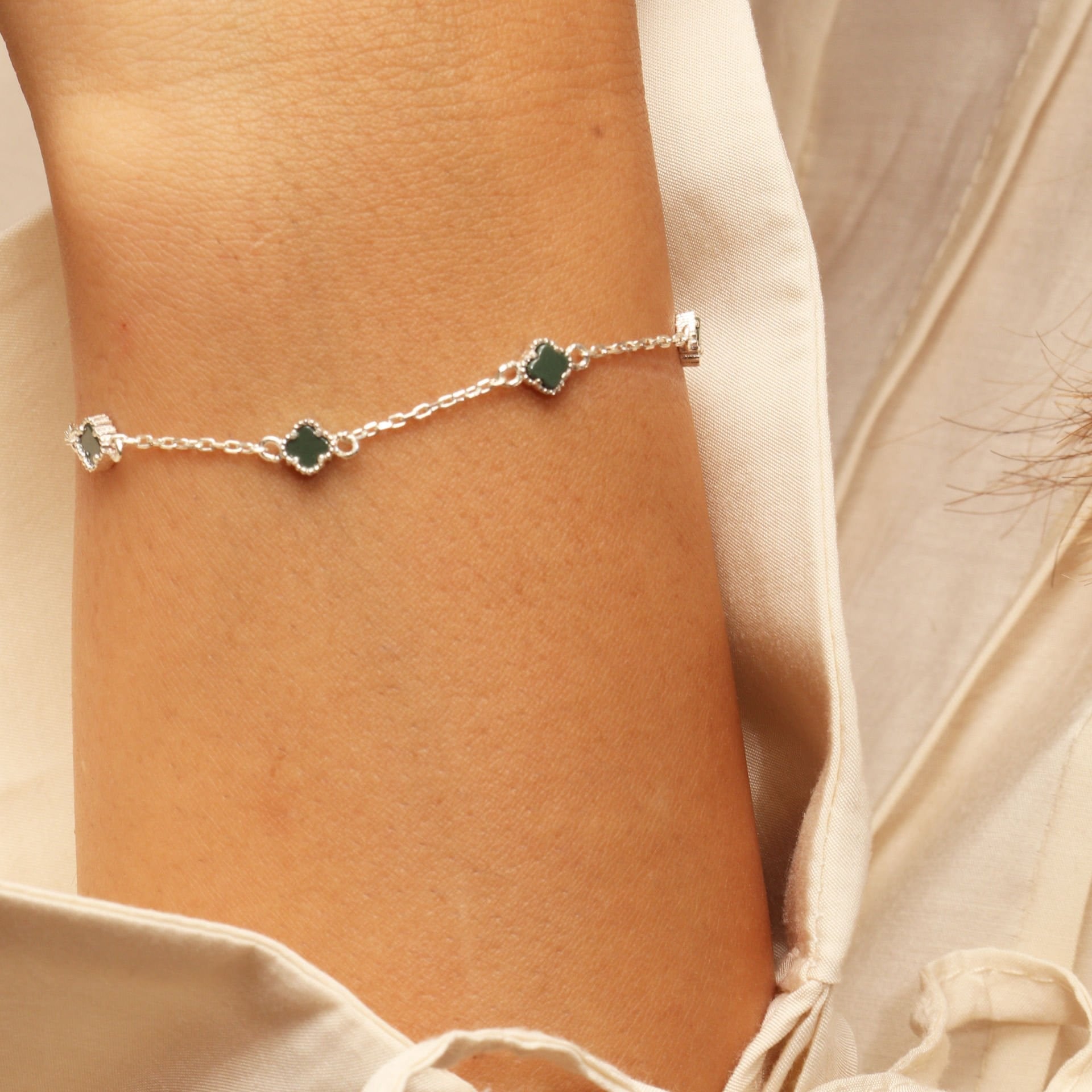 Yeşil Yonca Bileklik 718538 Silver