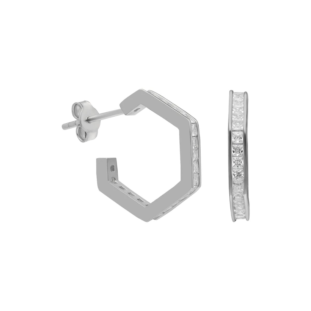 Zirkon Taşlı Beşgen Küpe 717071 Silver