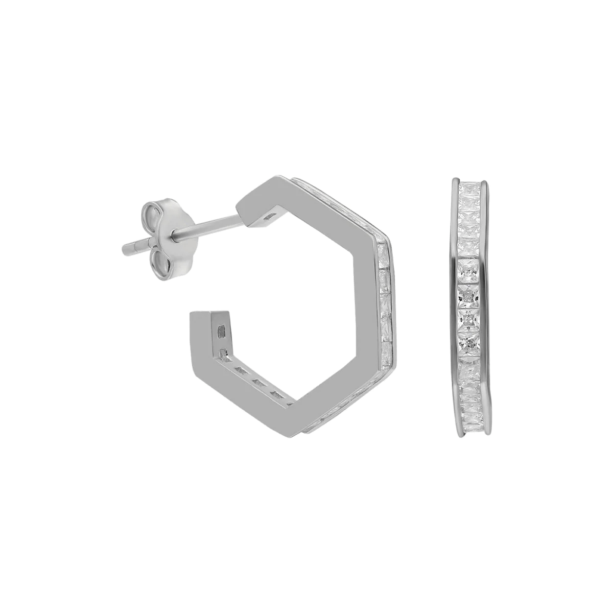 Zirkon Taşlı Beşgen Küpe 717071 Silver