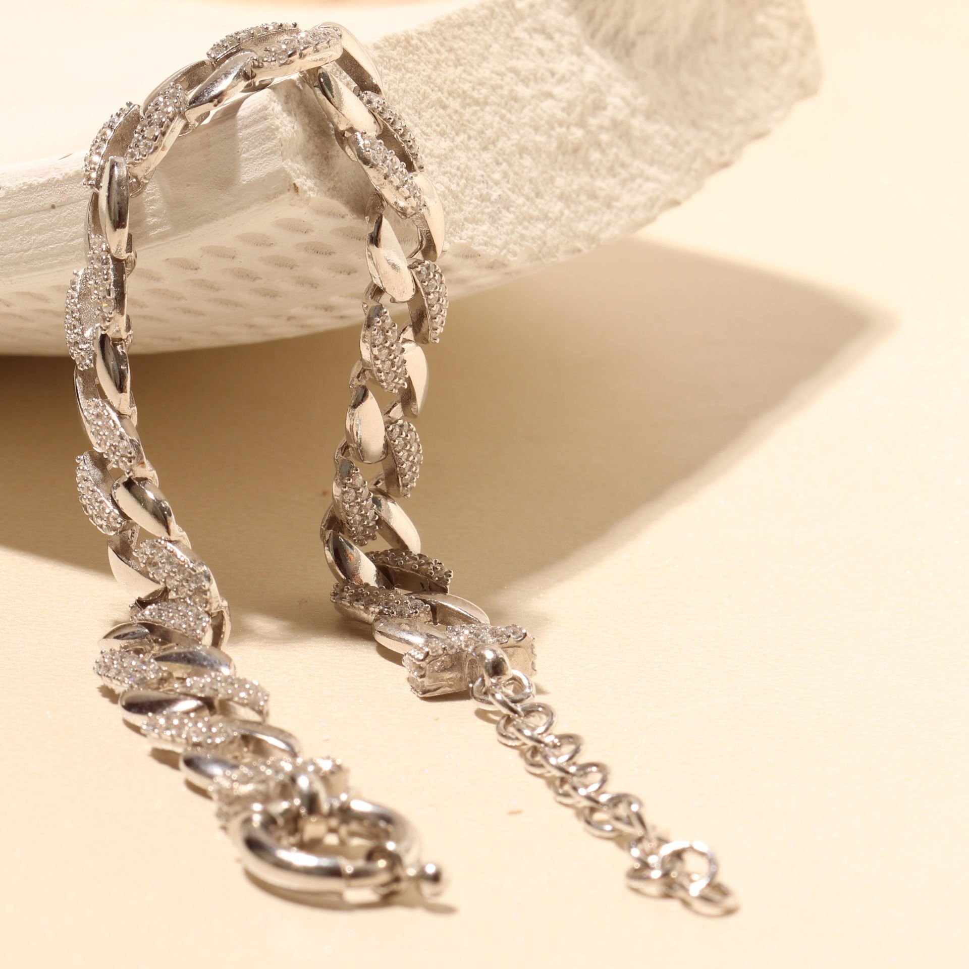 Zirkon Zincir Bileklik 718501 Silver