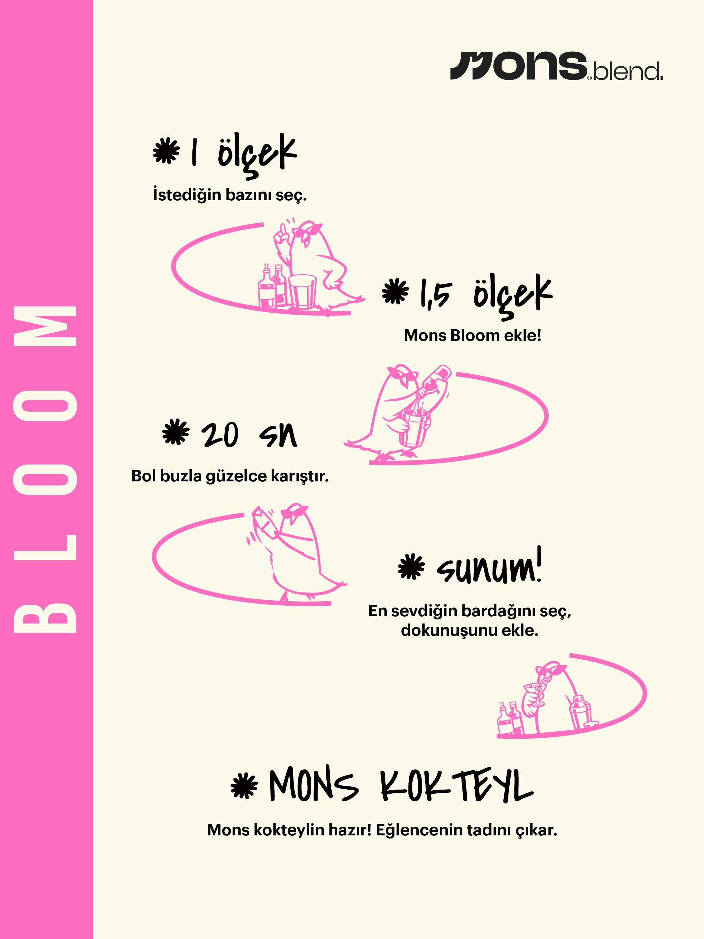 MONS Bloom – Nar Şeftali Kokteyl Karışımı (1L)