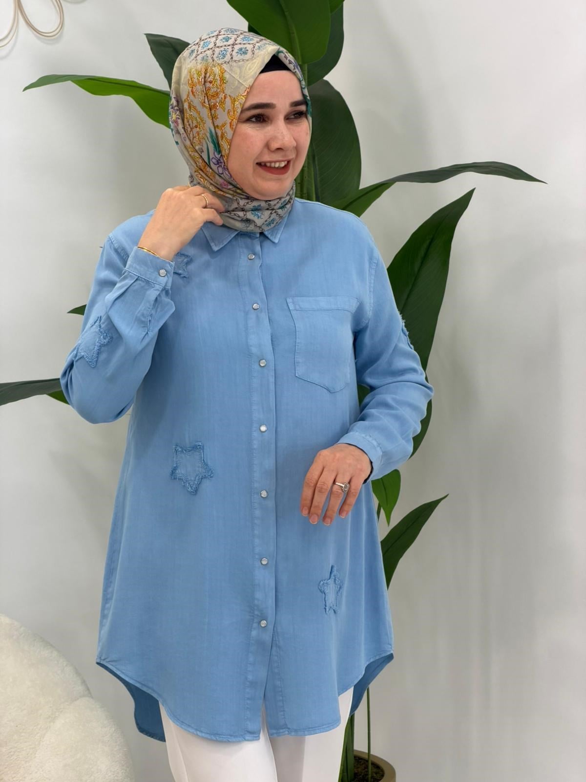Açık Mavi Yıldız Tunik