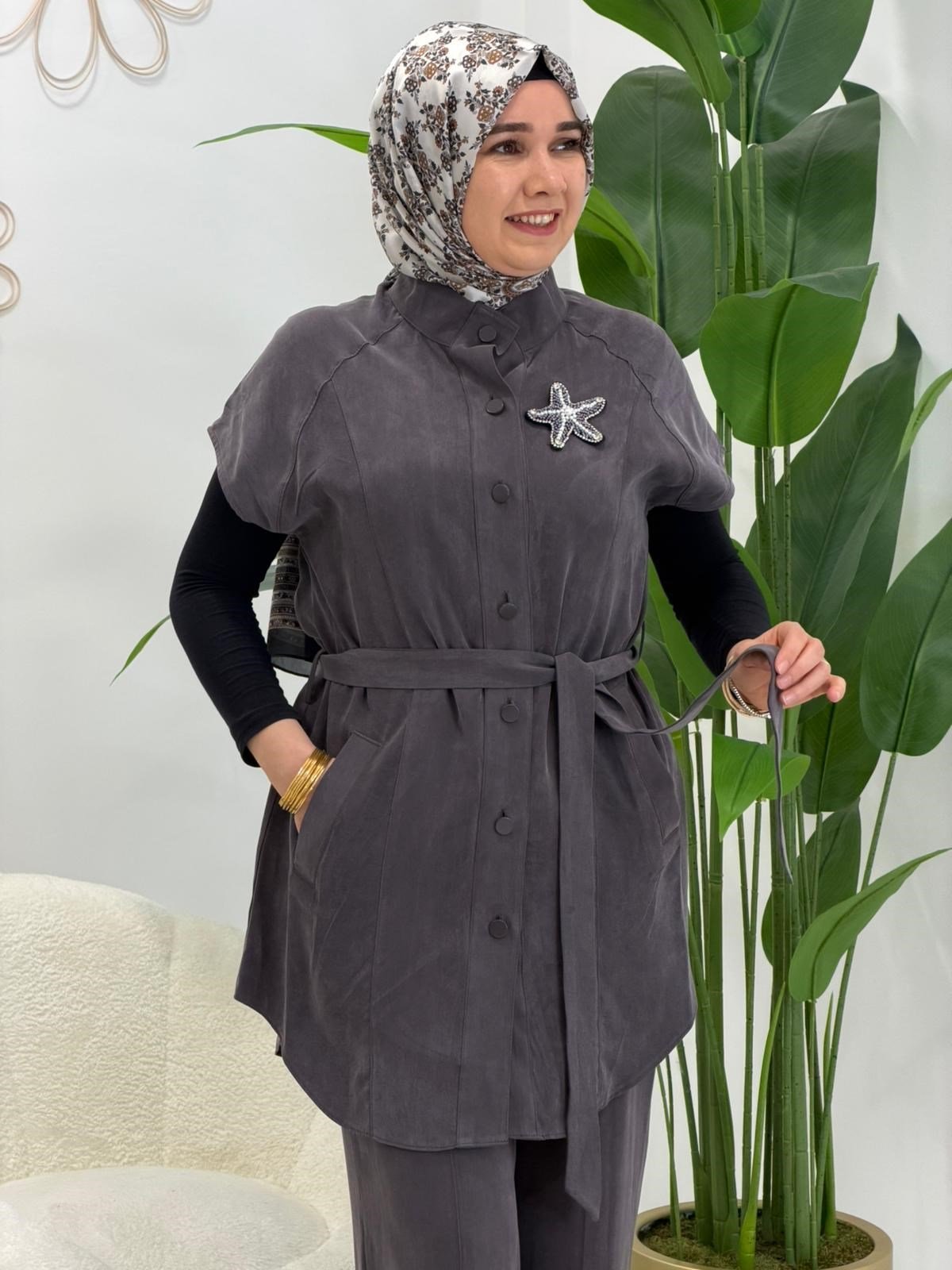 Antrasit Okyanus Yelekli Takım