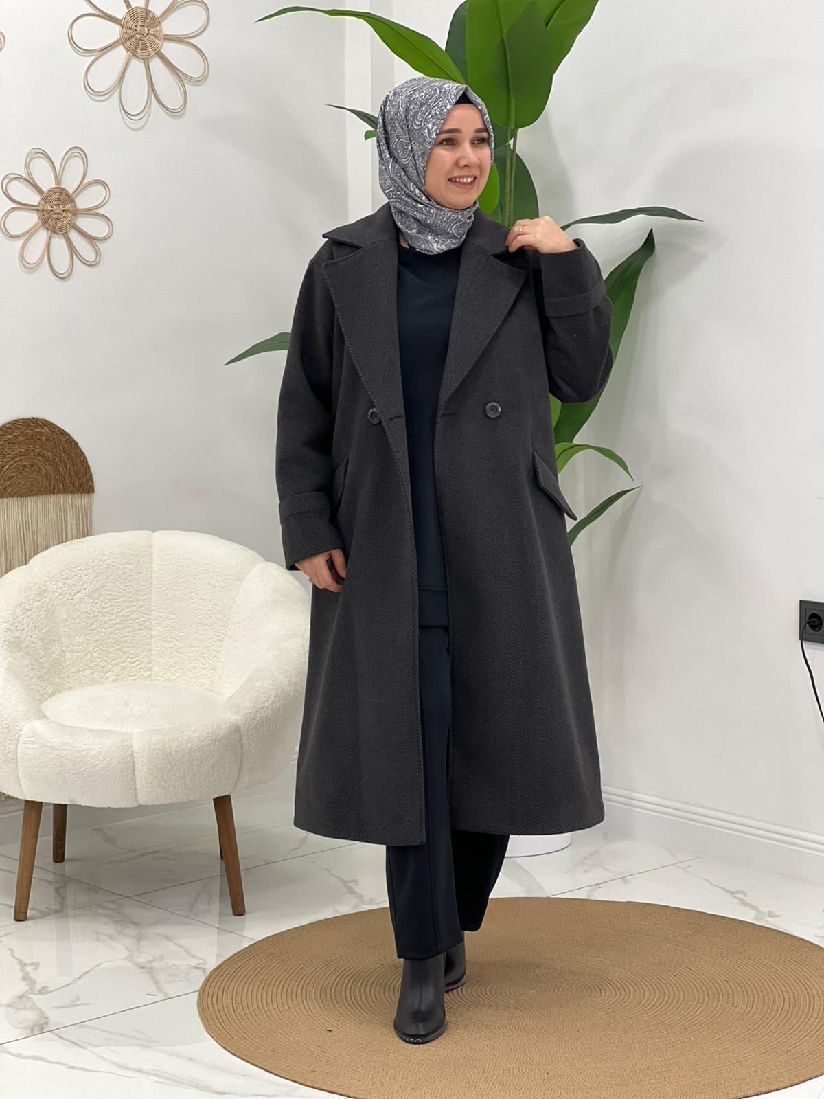 Balık Sırtı Desenli Kaban