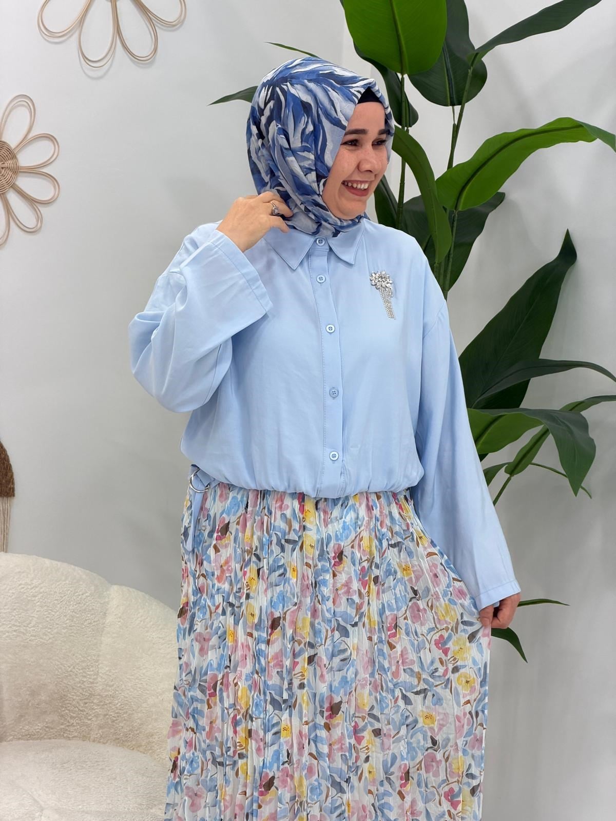 Bebe Mavisi Altı Lastikli Etekli Takım