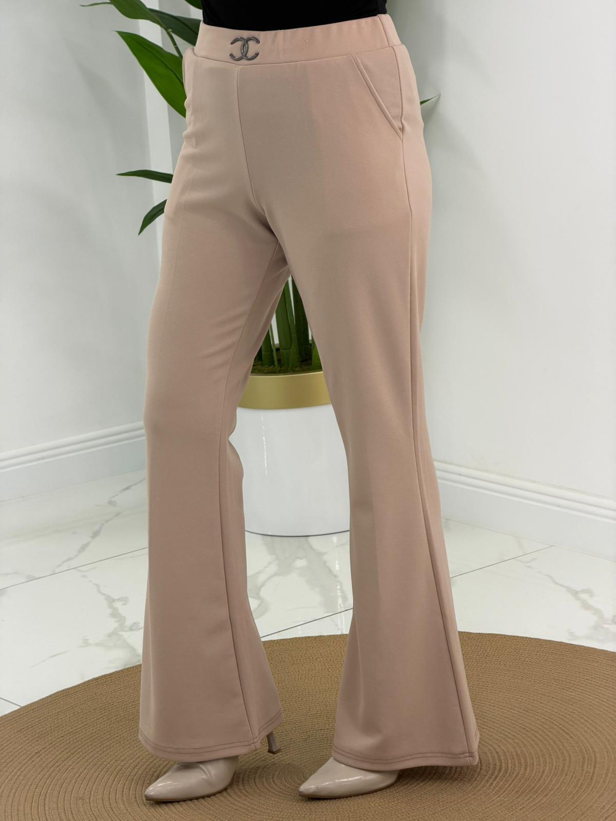 Bej İthal Sukuba İspanyol Paça Pantalon