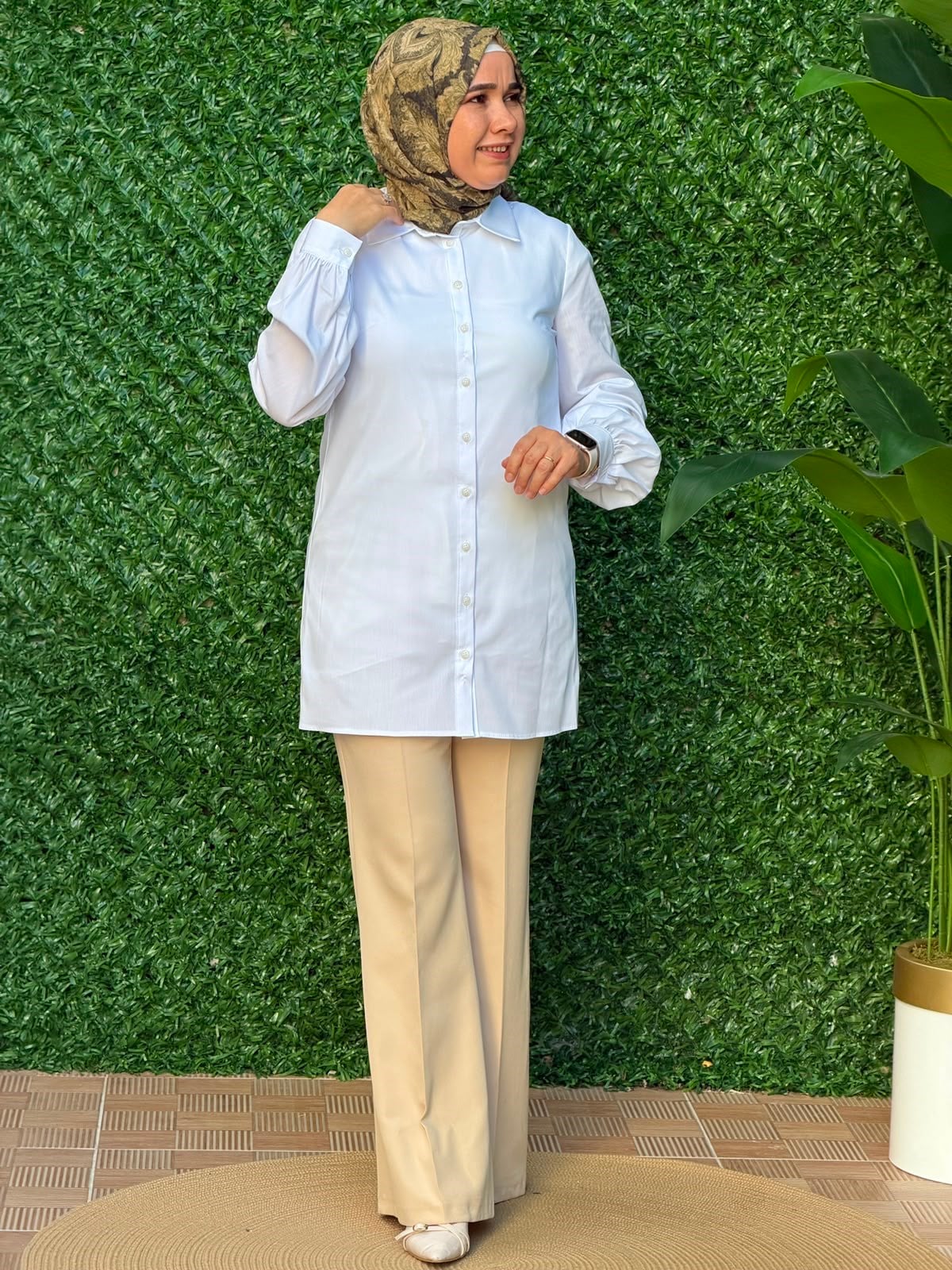 Beyaz Poplin Tunik