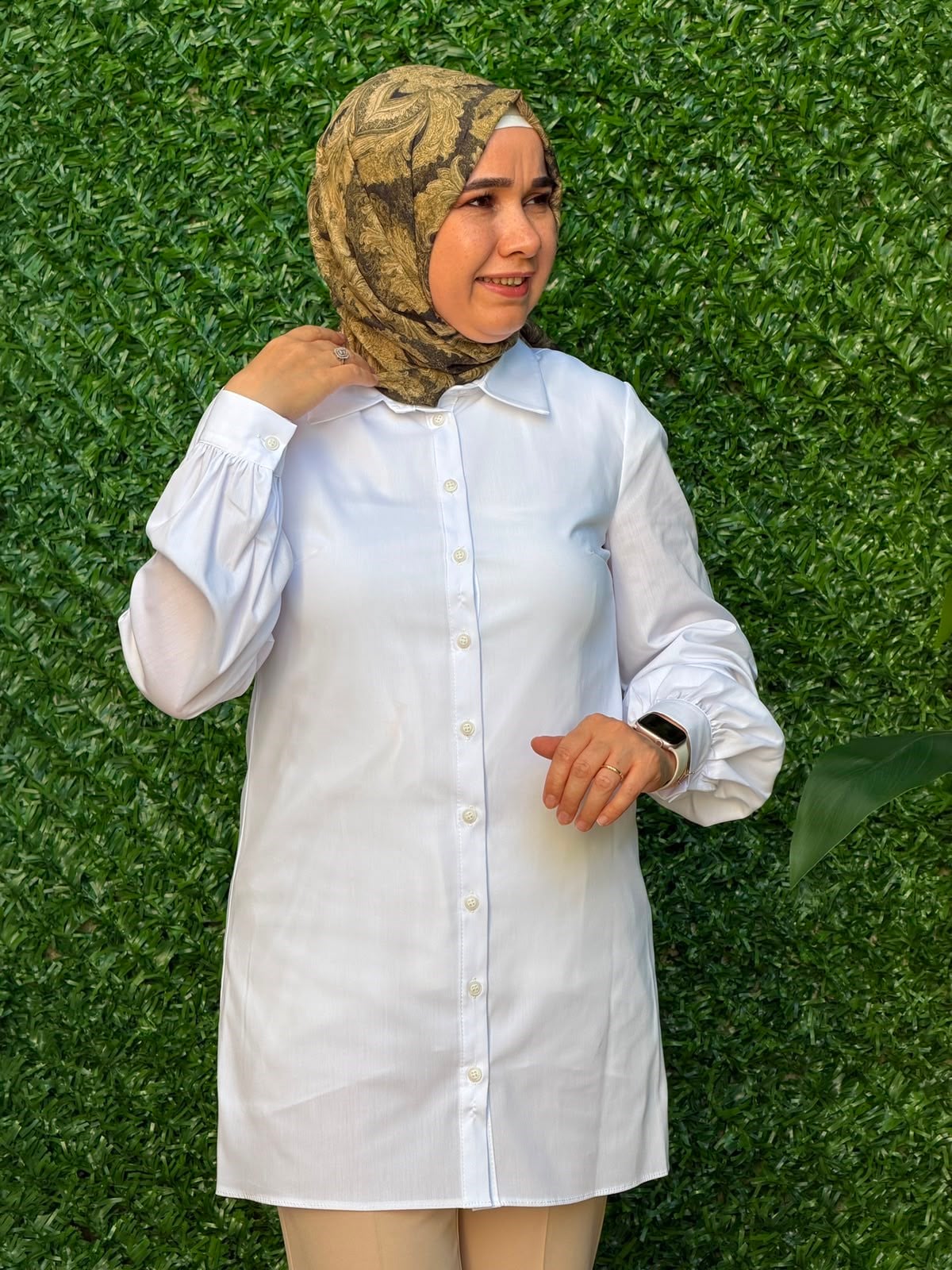 Beyaz Poplin Tunik