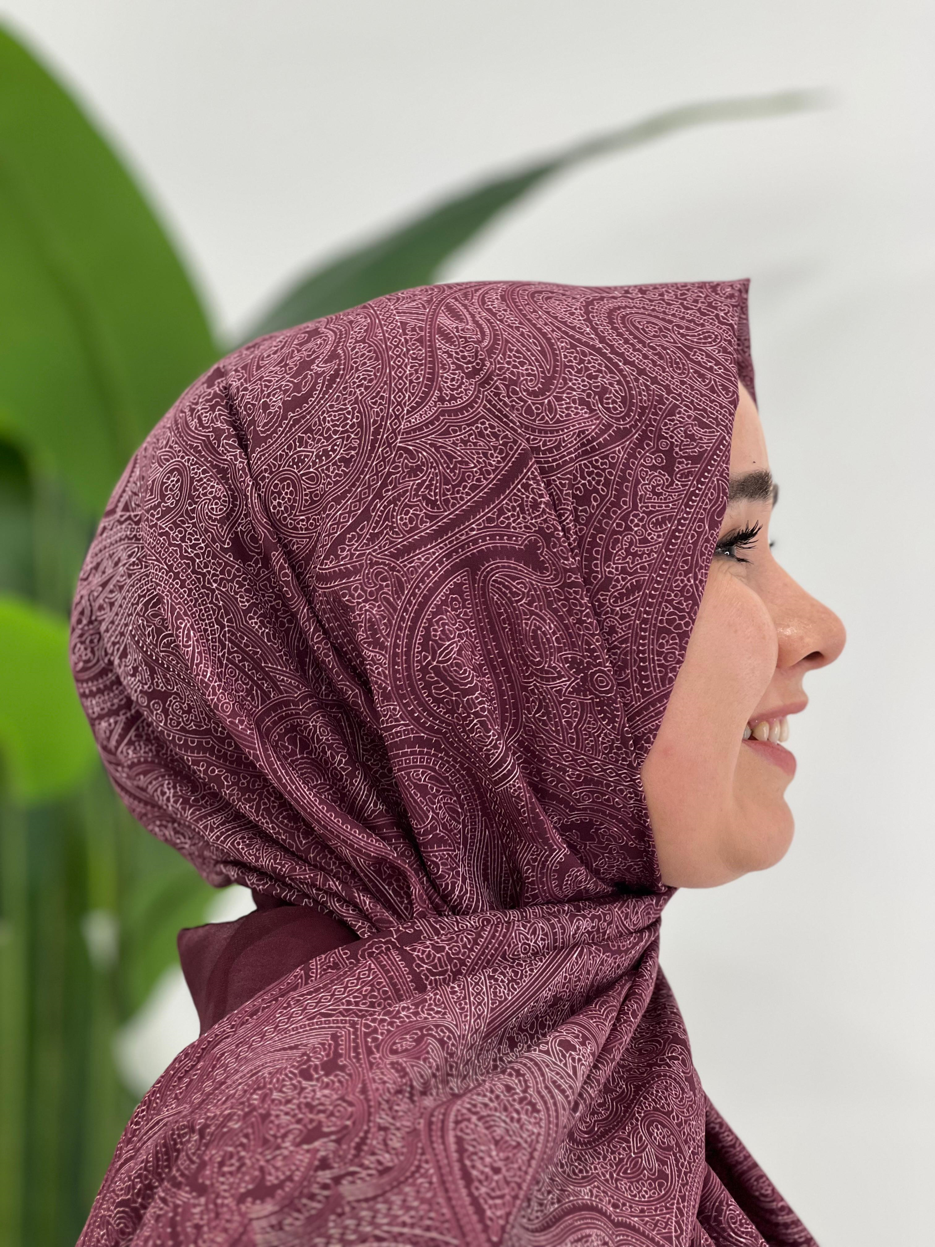 Bordo Desenli Şal