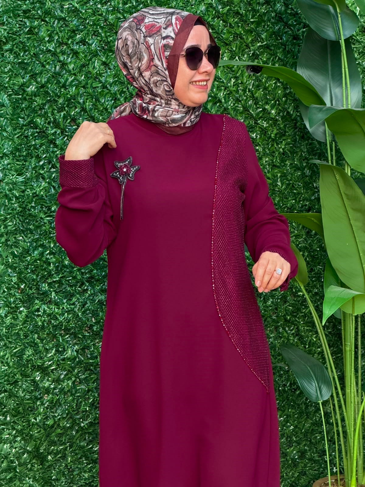 Bordo Detaylı Tunik