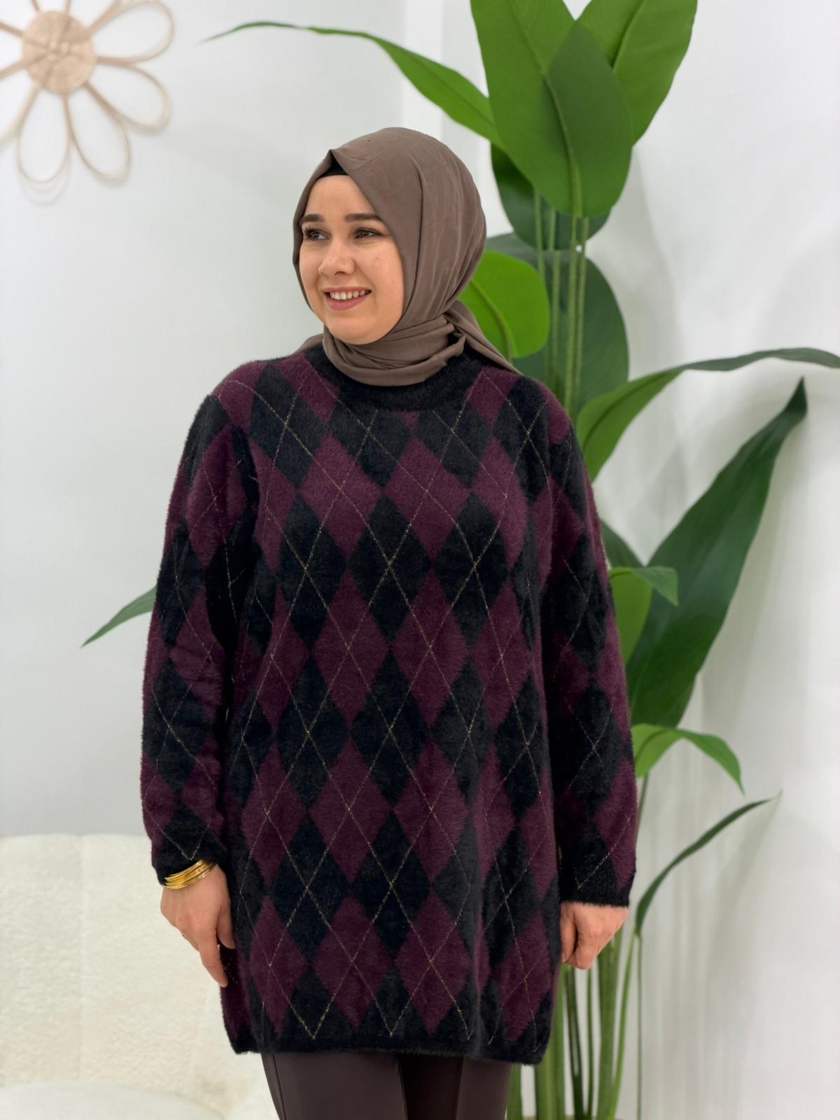 Bordo Ekoseli Angora Kazak
