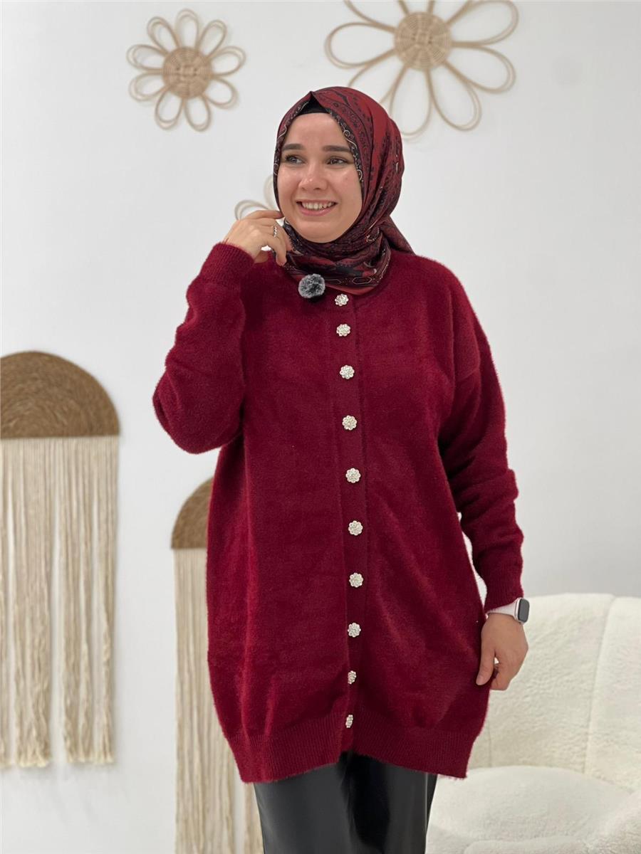 Bordo Martcha Peluş Hırka