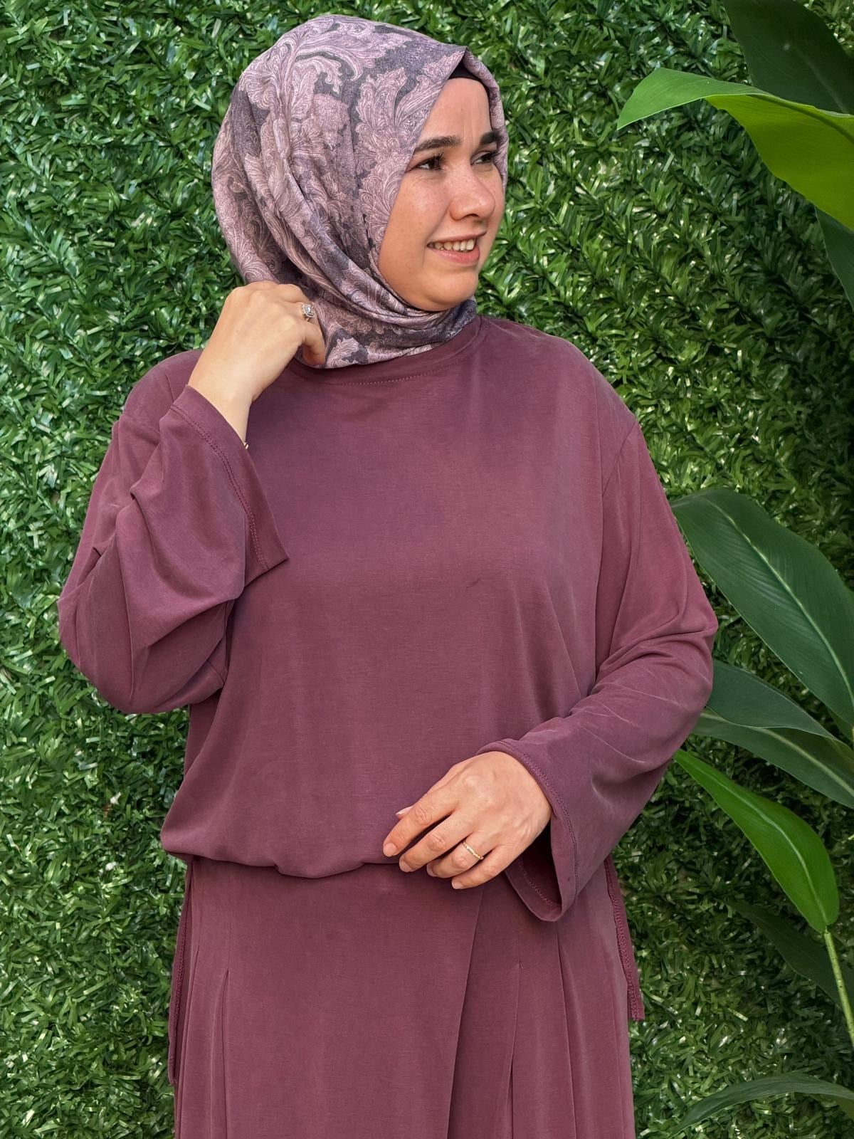 Bordo Pantolonlu Takım