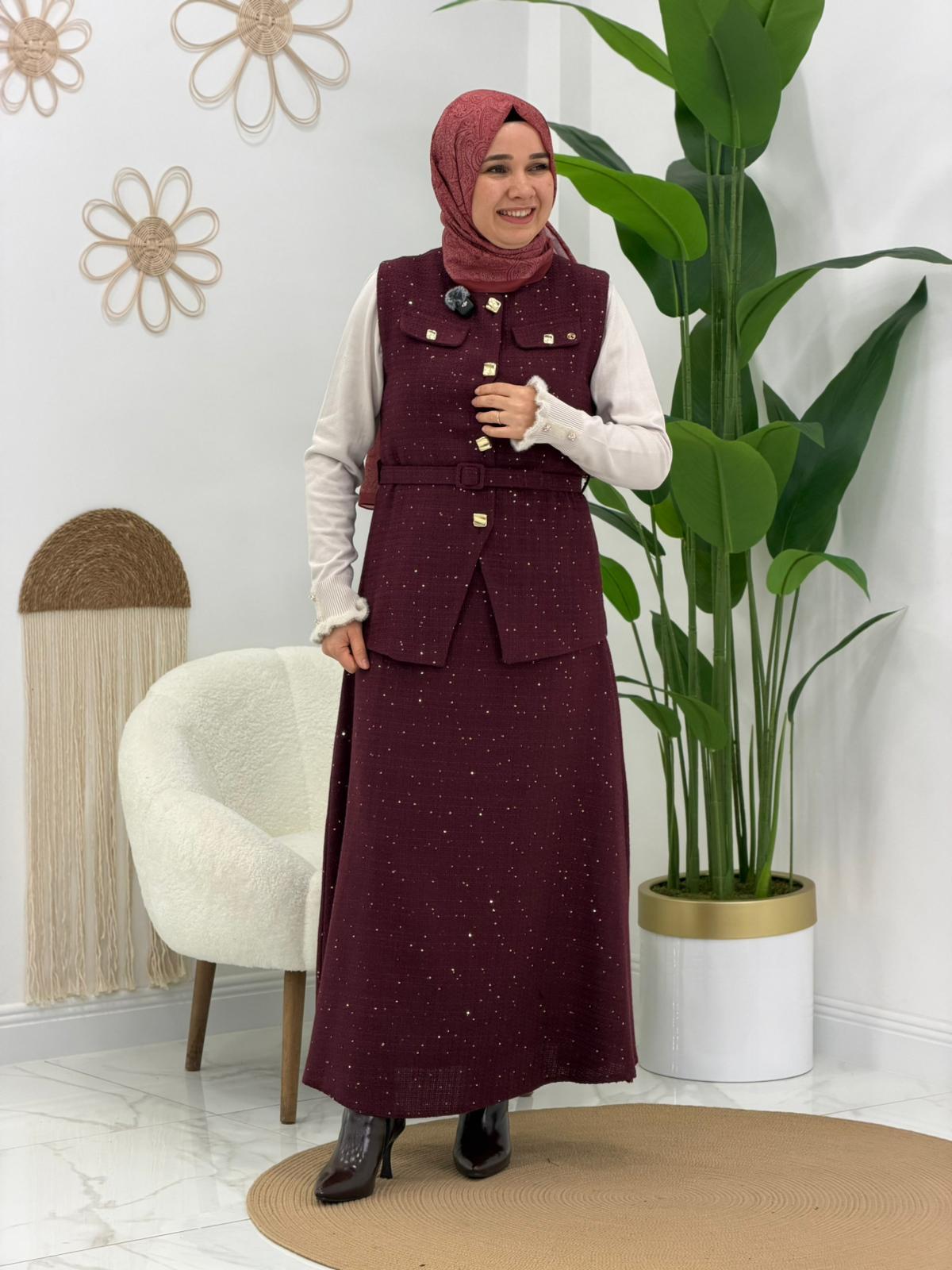 Bordo Tüvit Etekli Takım