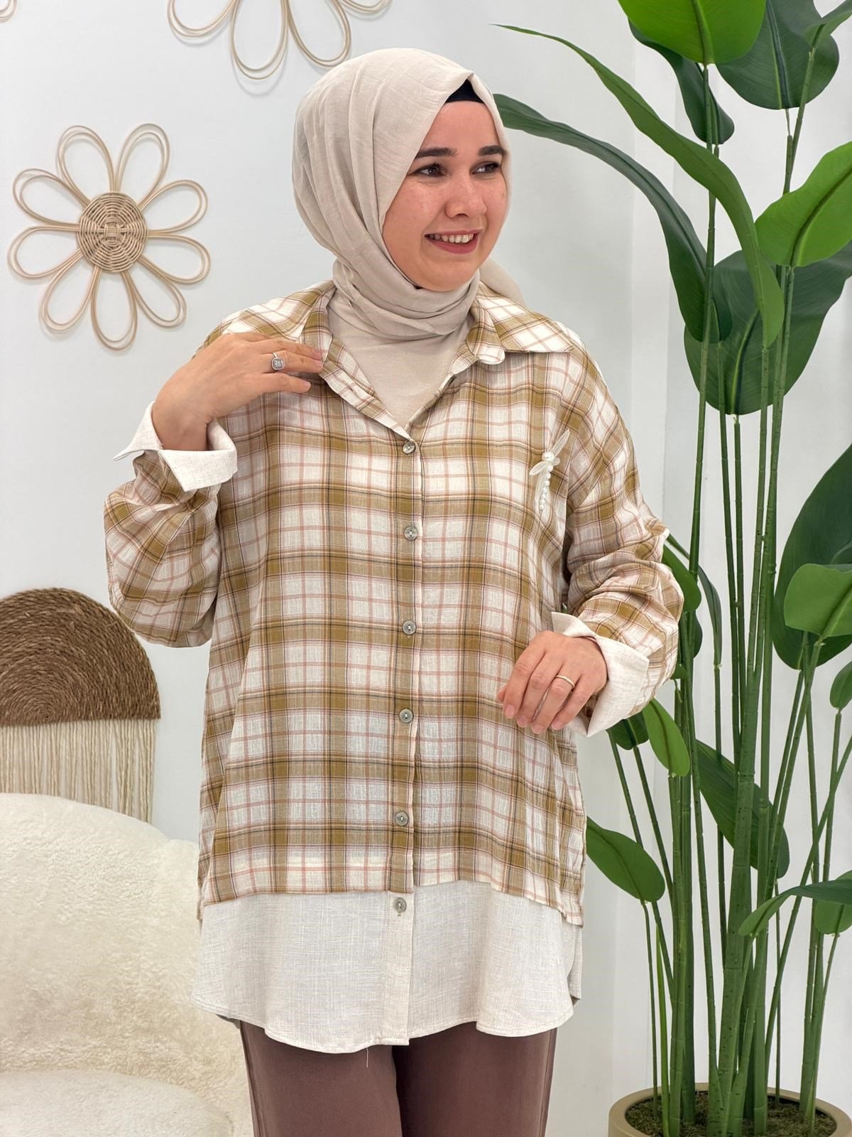 Camel Ekose Tunik