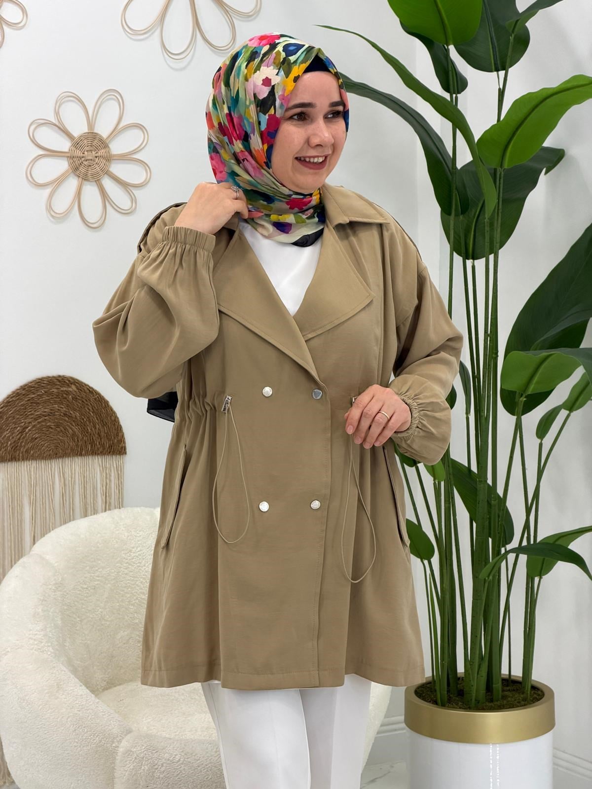 Camel Lavinya Çıtçıtlı Ceket