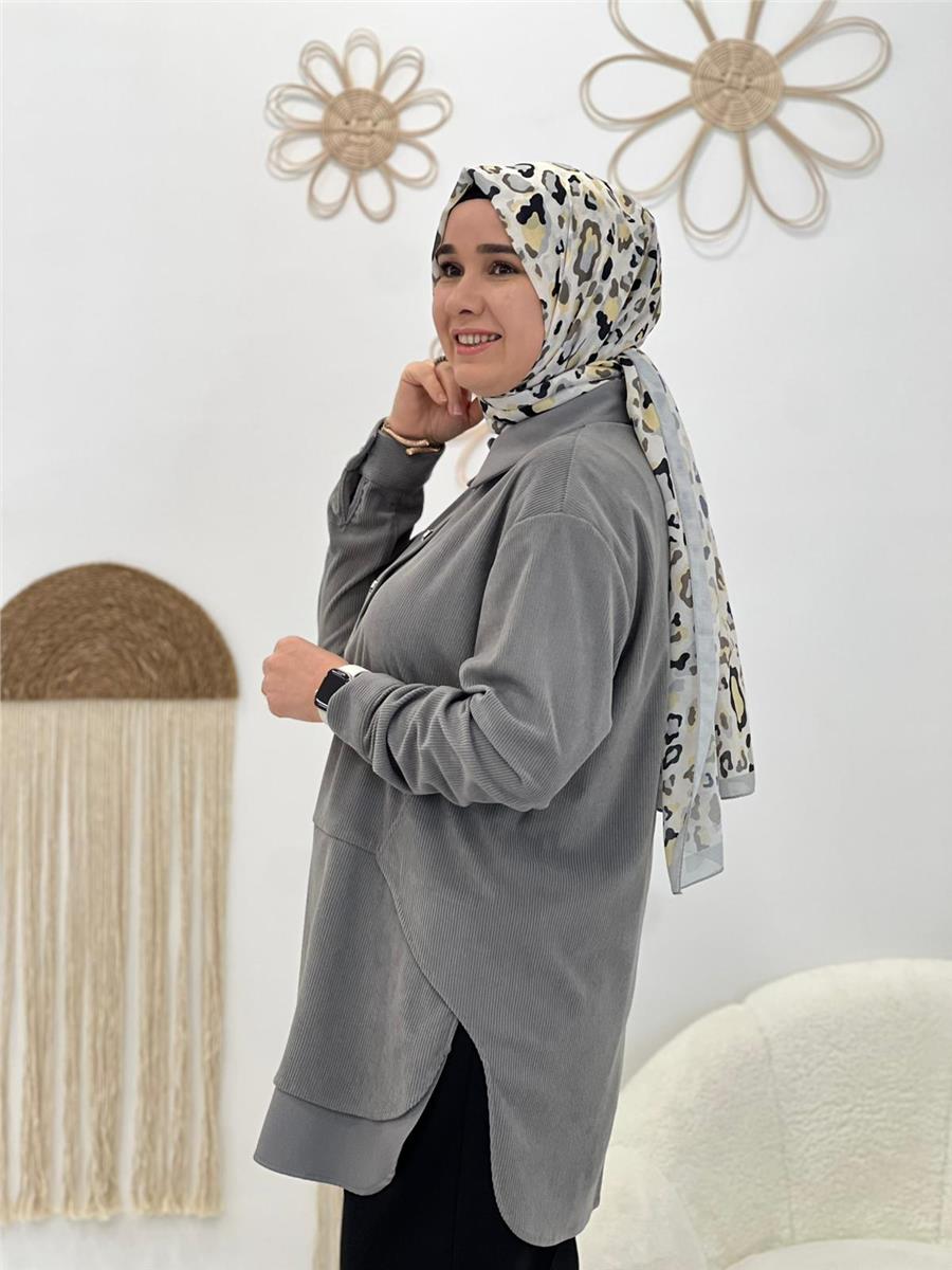 Gri Kadife Tunik
