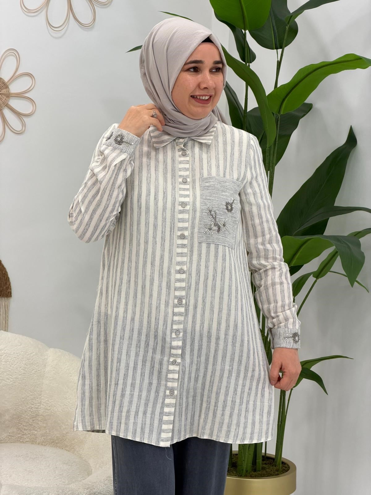 Gri Müslin Tunik