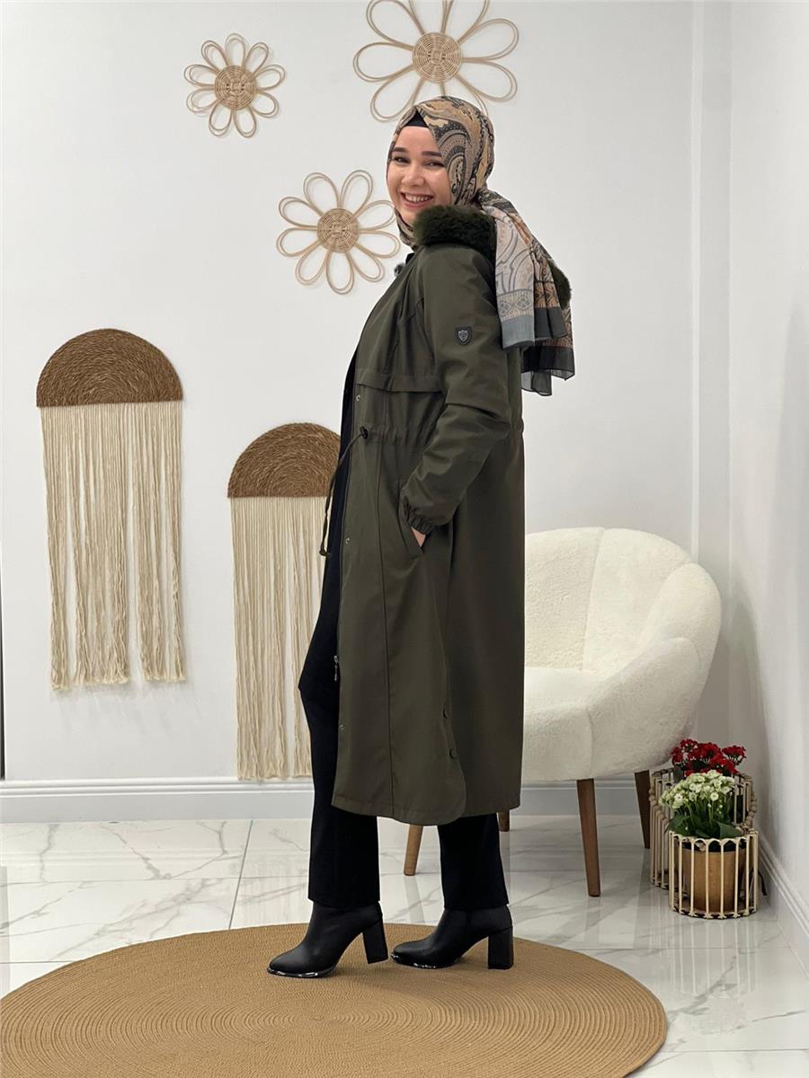 Haki Bondit Kumaş Parka