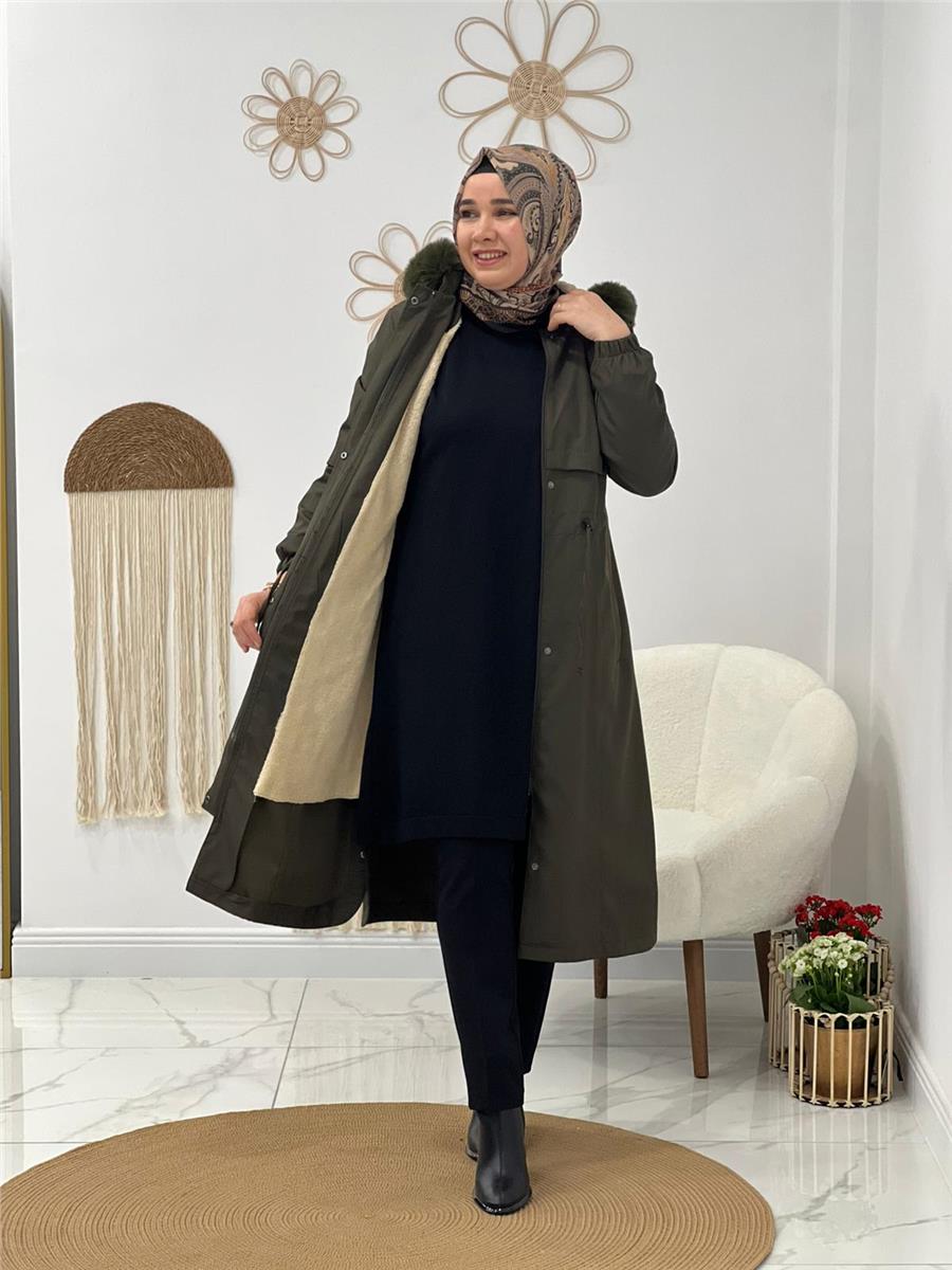 Haki Bondit Kumaş Parka