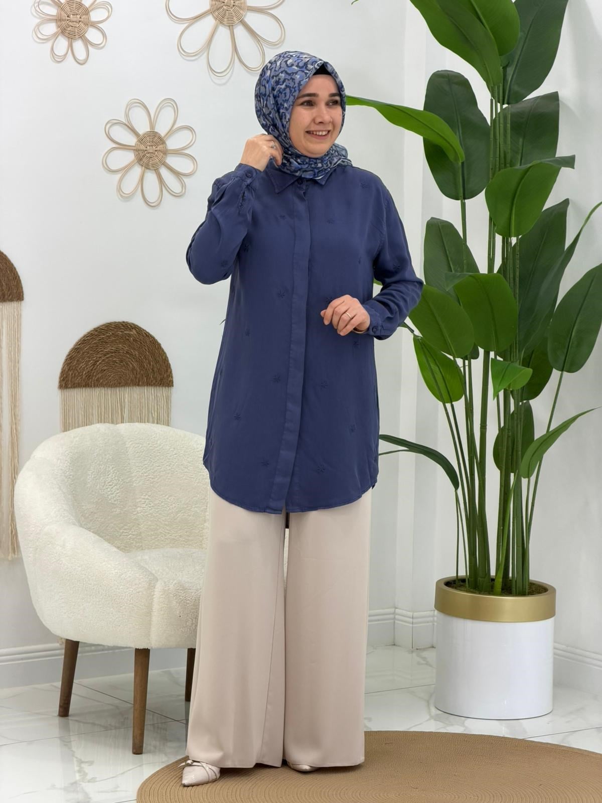 İndigo Kar Tanesi Tunik