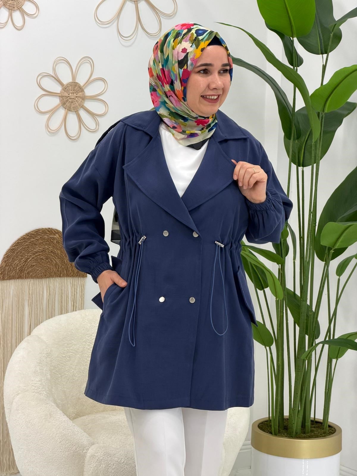 İndigo Lavinya Çıtçıtlı Ceket