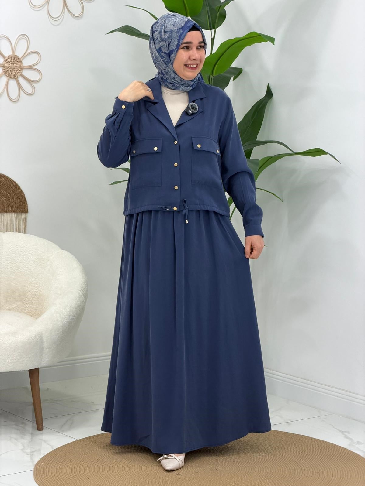 İndigo Linda Etekli Takım