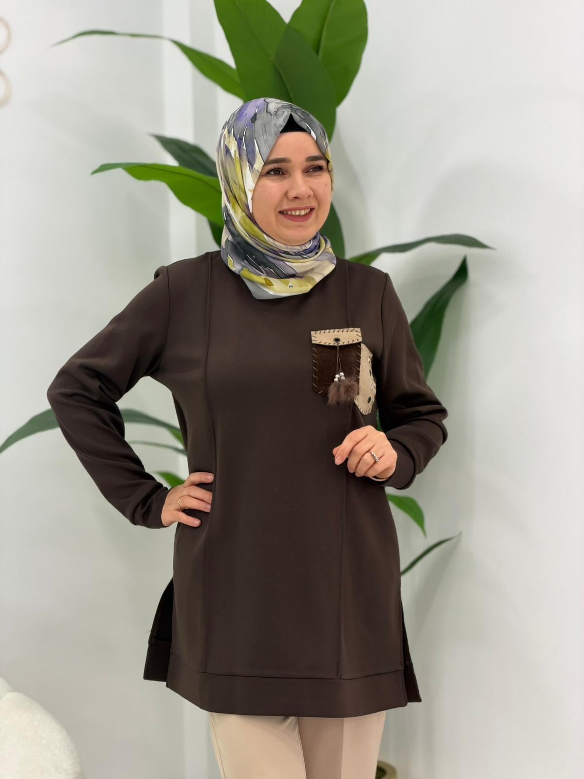 Kahve Cihakra Eşofman Tunik