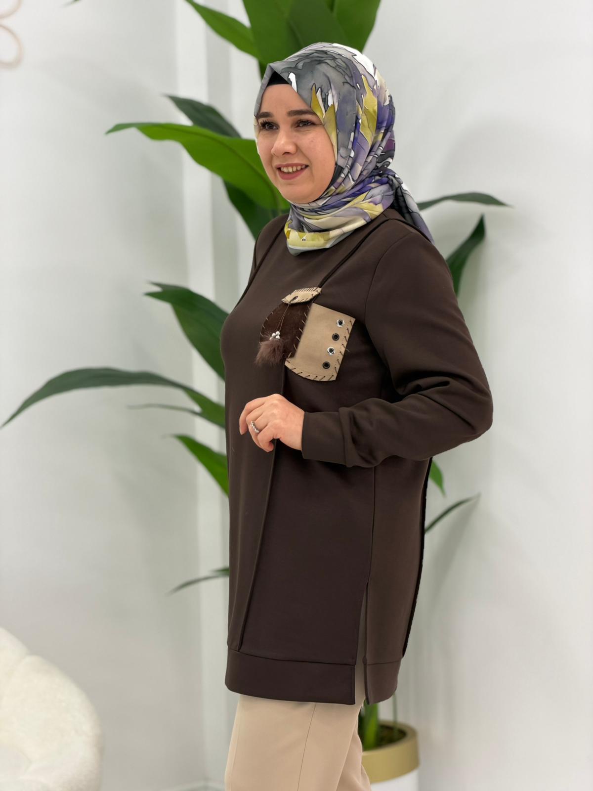 Kahve Cihakra Eşofman Tunik