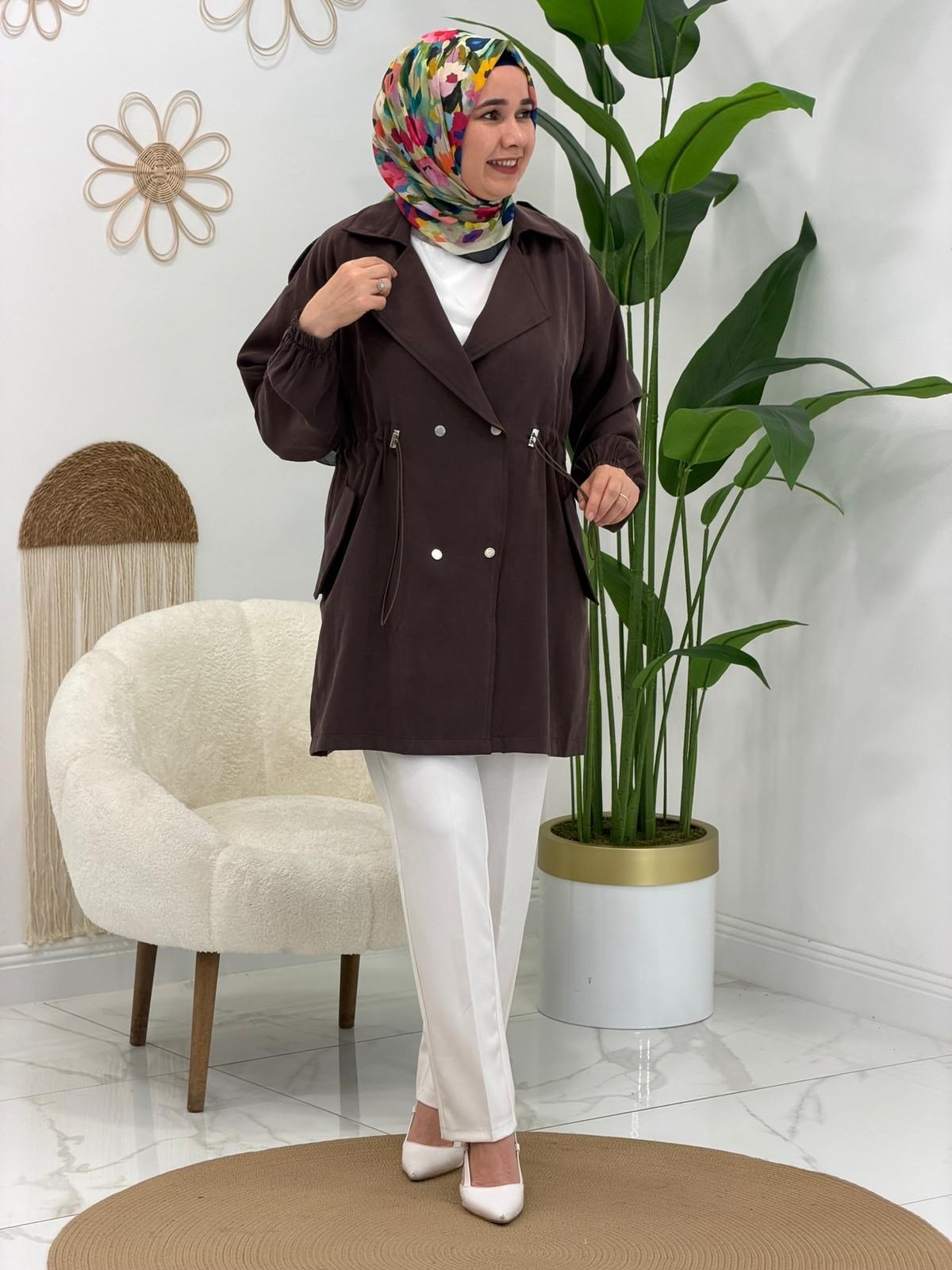 Kahve Lavinya Çıtçıtlı Ceket
