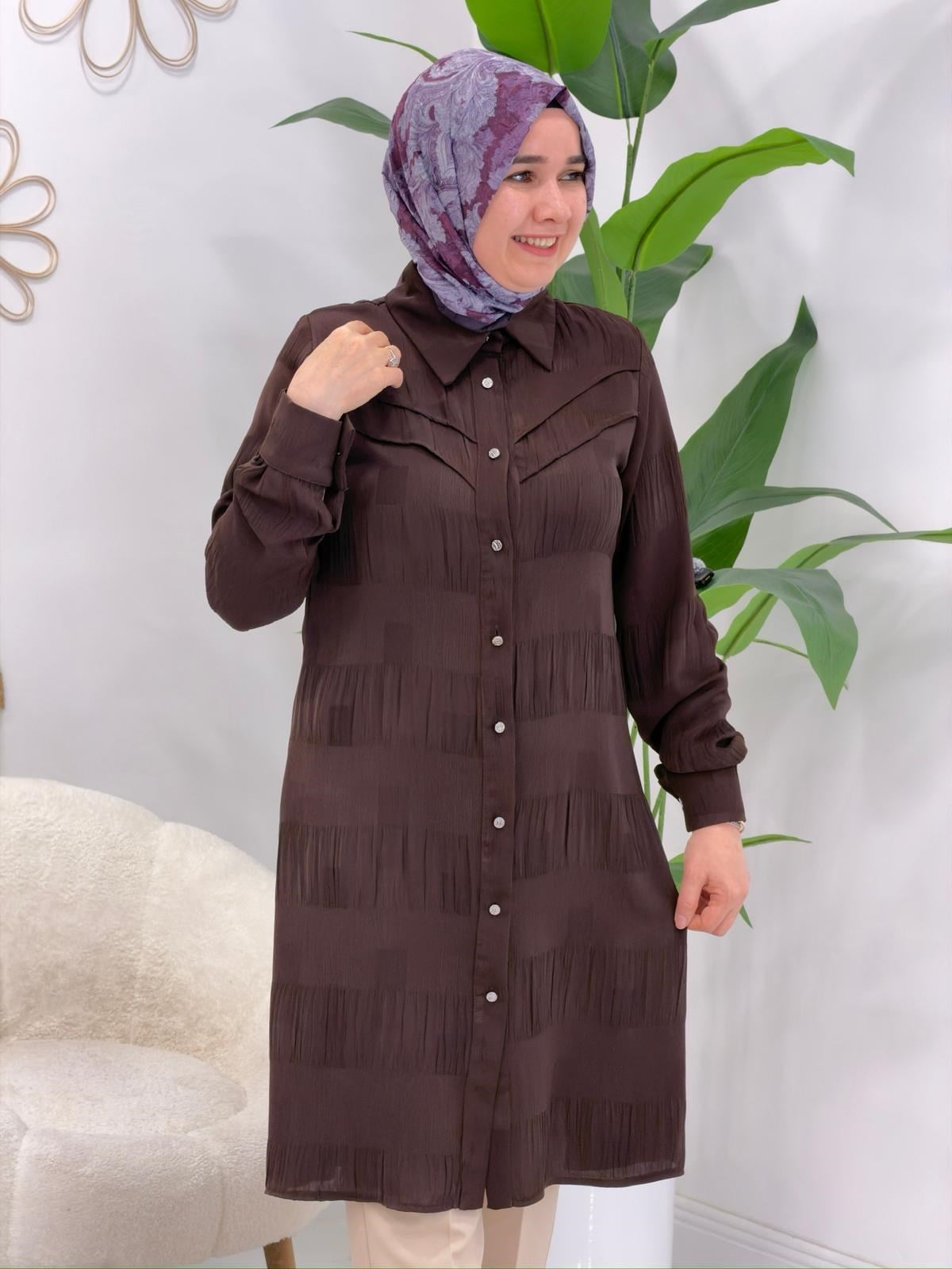 Kahve Mimoza Tunik