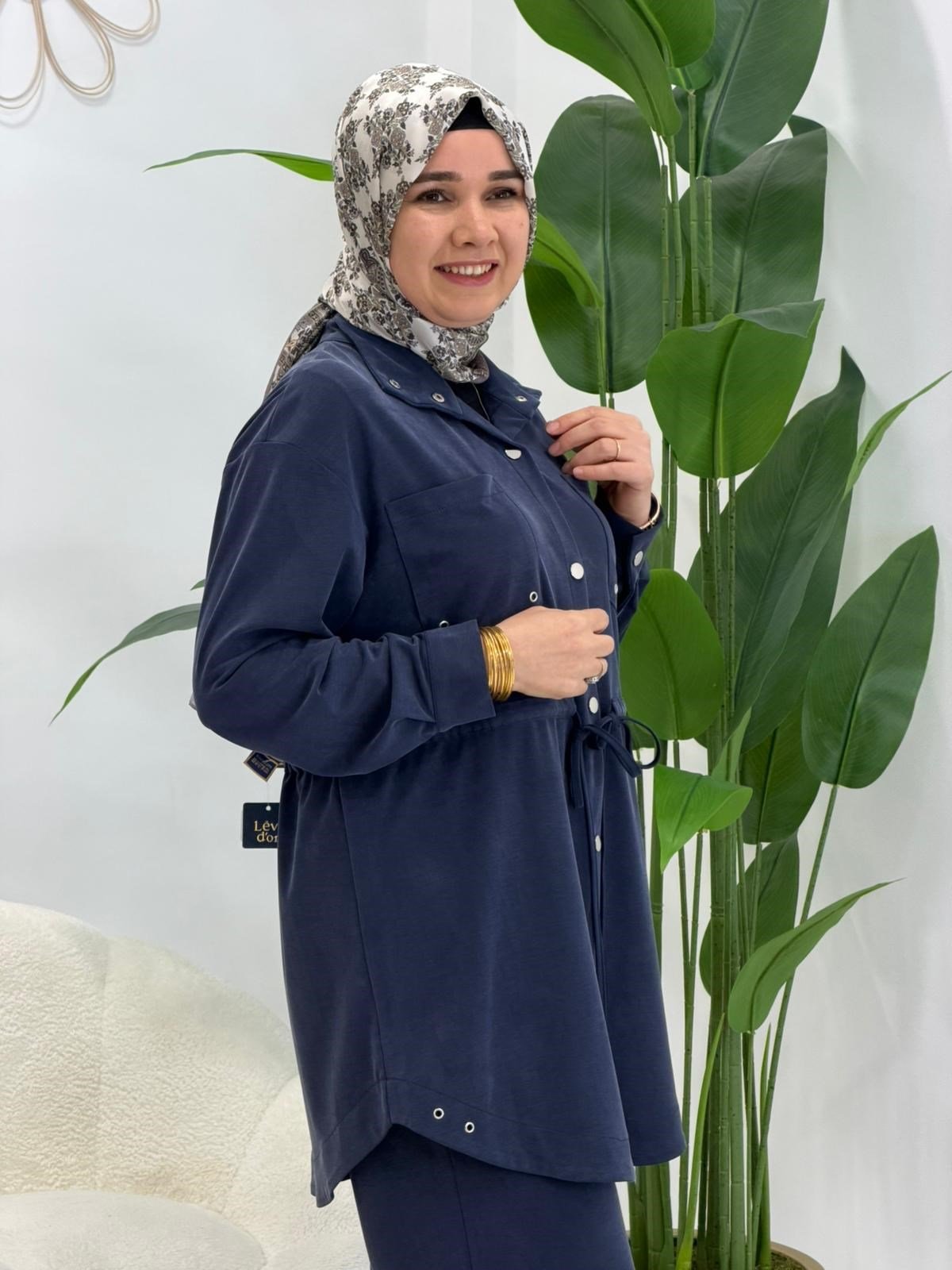 Lacivert Alaçatı Pantolonlu Takım