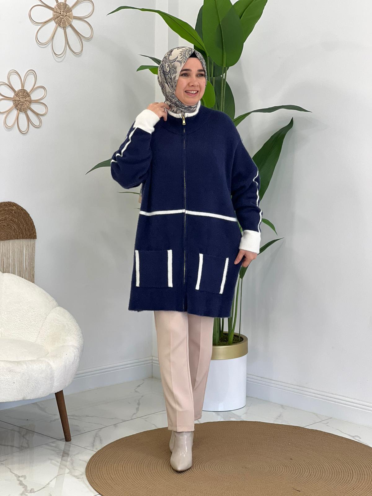 Lacivert Angora Hırka
