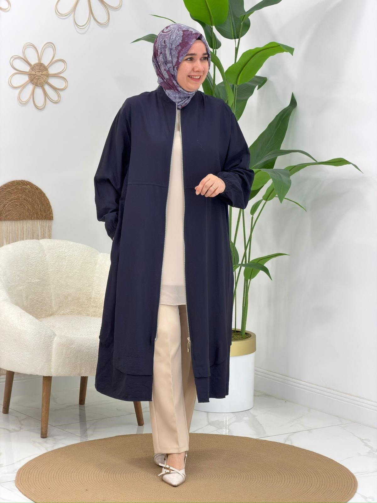 Lacivert Fermuarlı Giyçık Kap