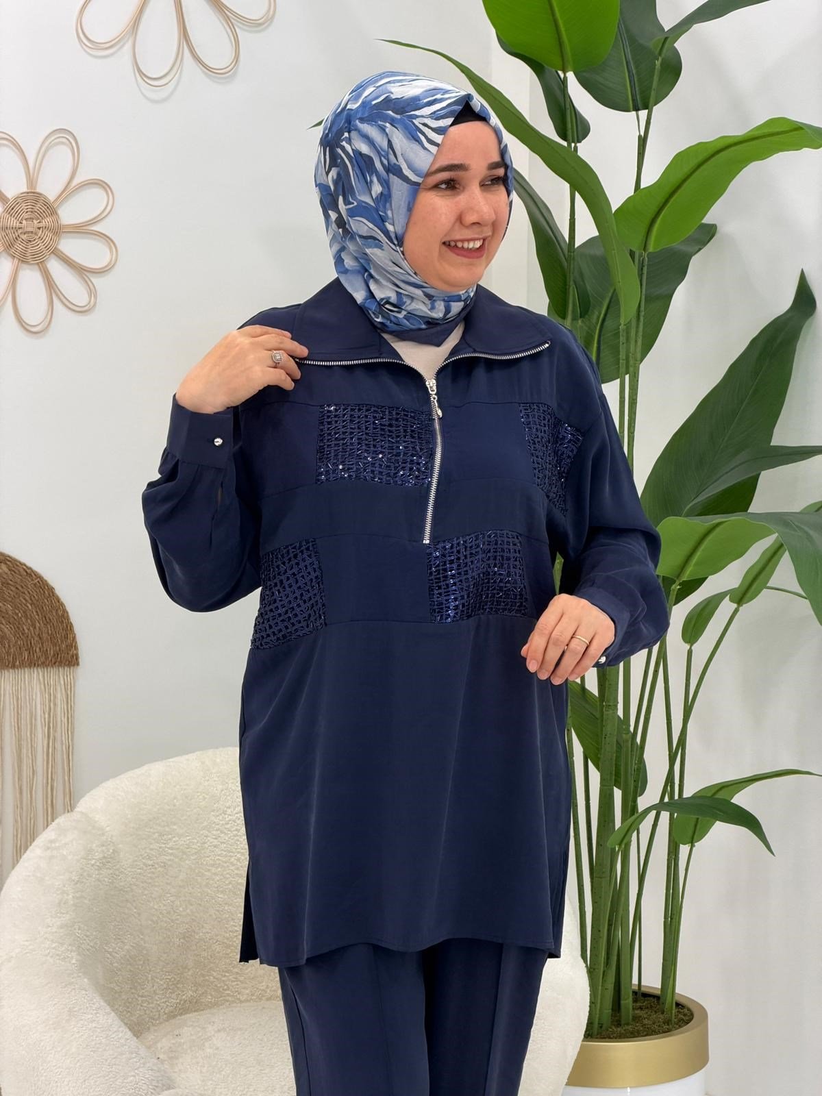 Lacivert Galaksi Pantolonlu Takım