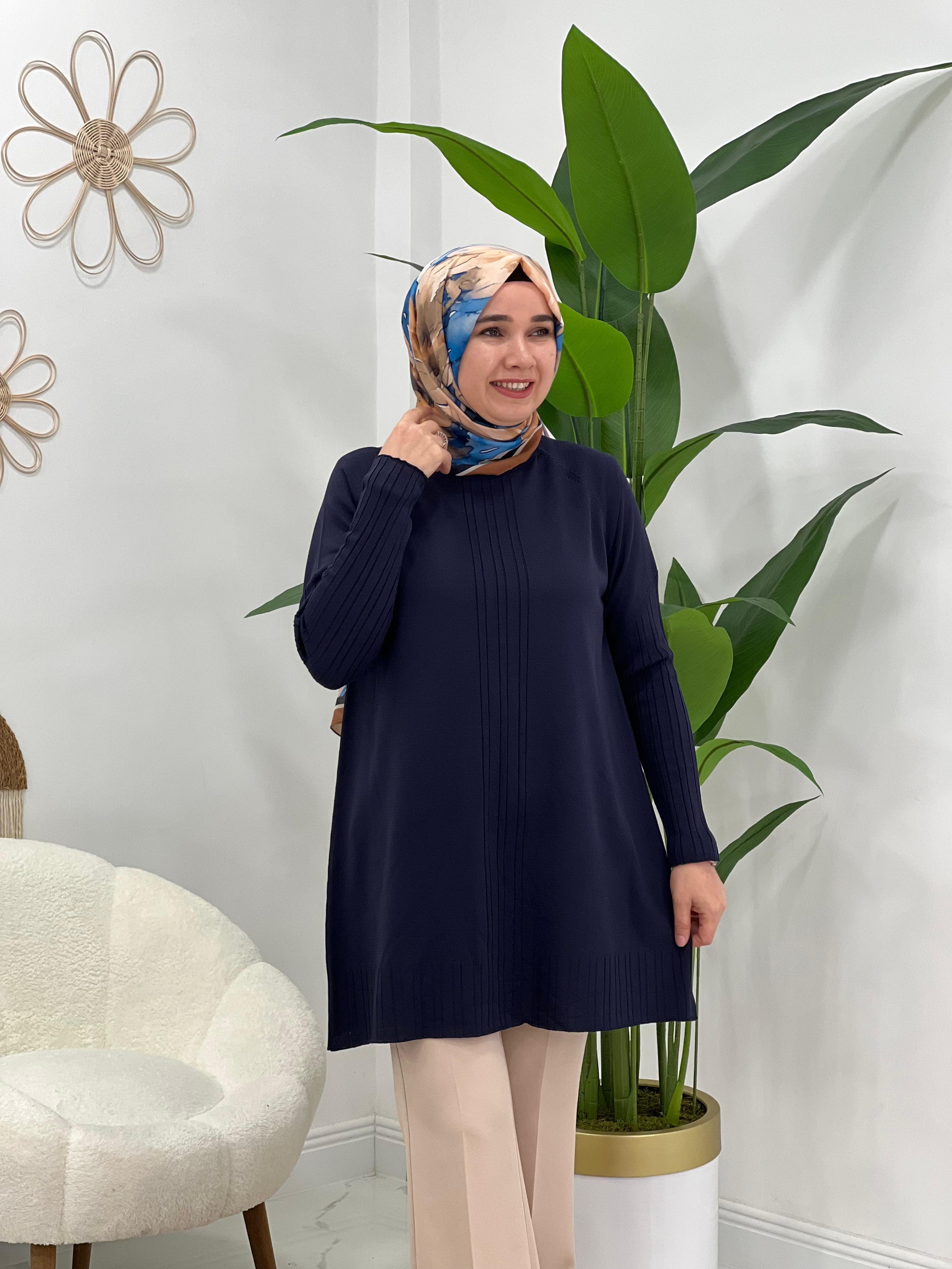 Lacivert Merserize Tunik